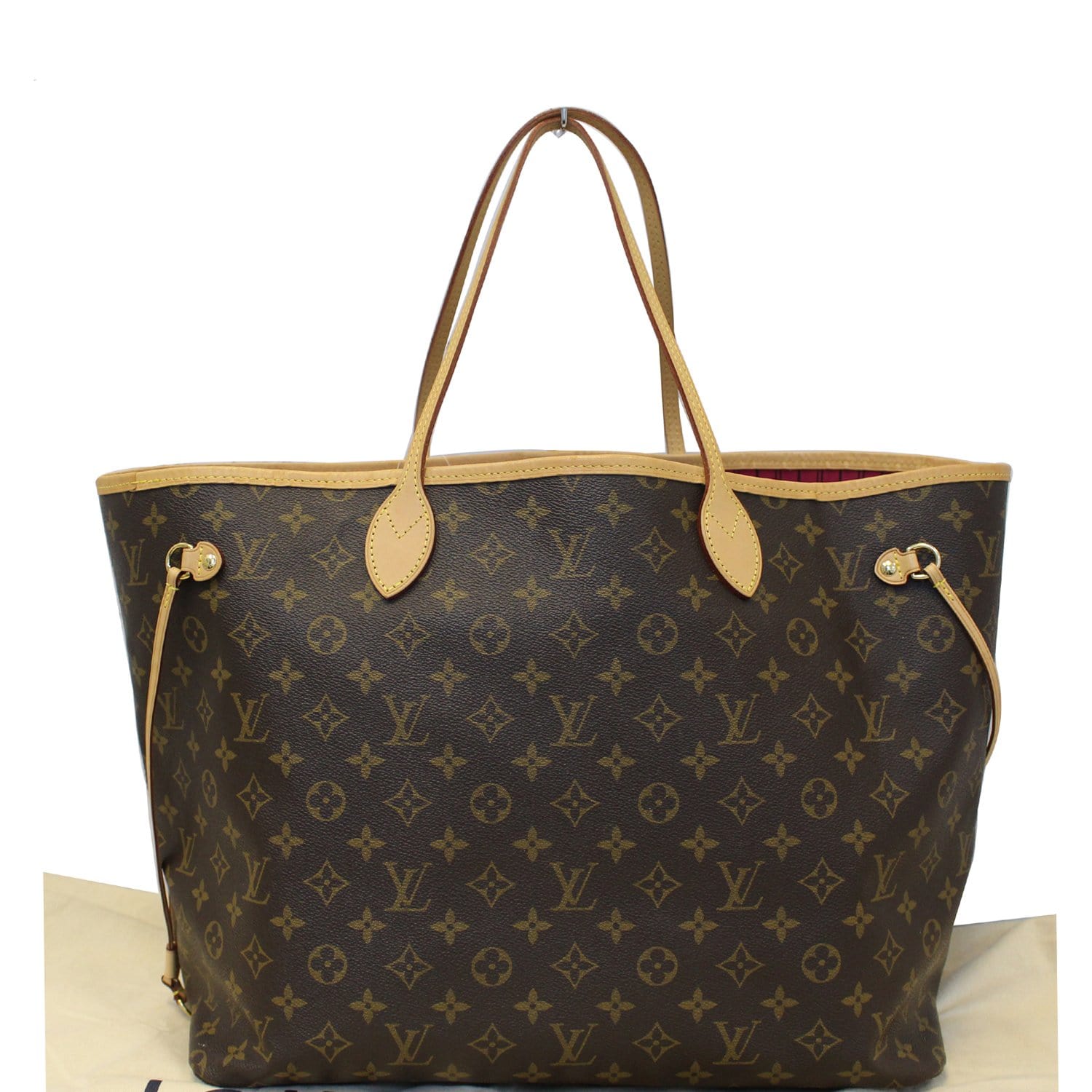 LOUIS VUITTON Neverfull GM Monogram Canvas Shoulder Bag Fuchsia