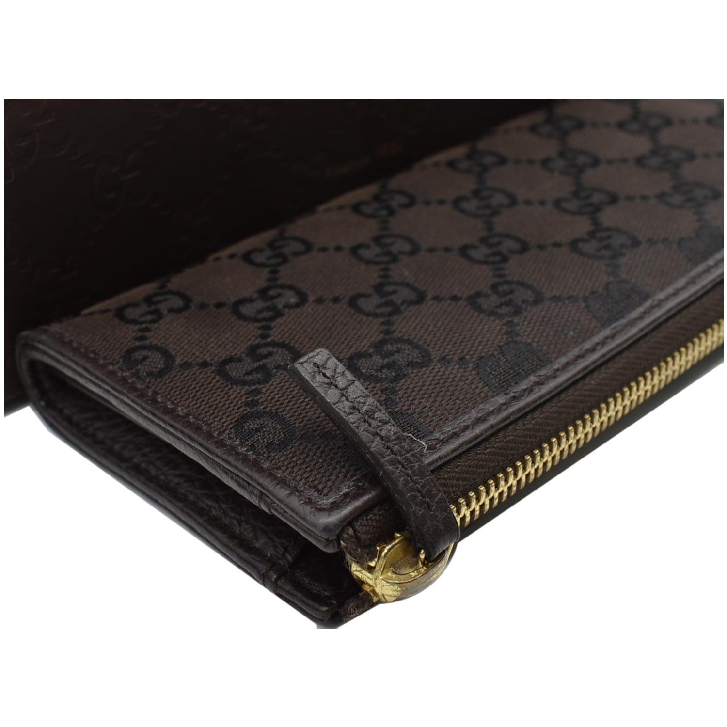 GUCCI Gucci Canvas Zip Around Wallet Brown 268917