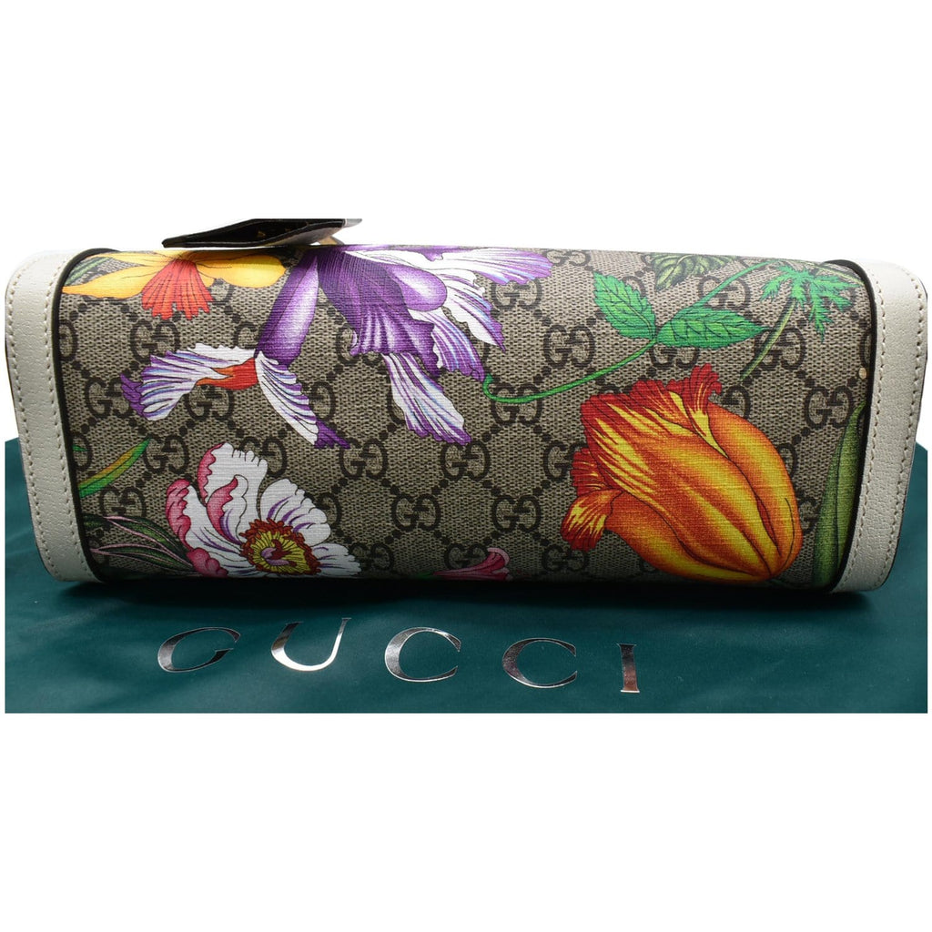 GUCCI Padlock Flora Small Gucci Supreme Canvas Shoulder Bag Beige 498156