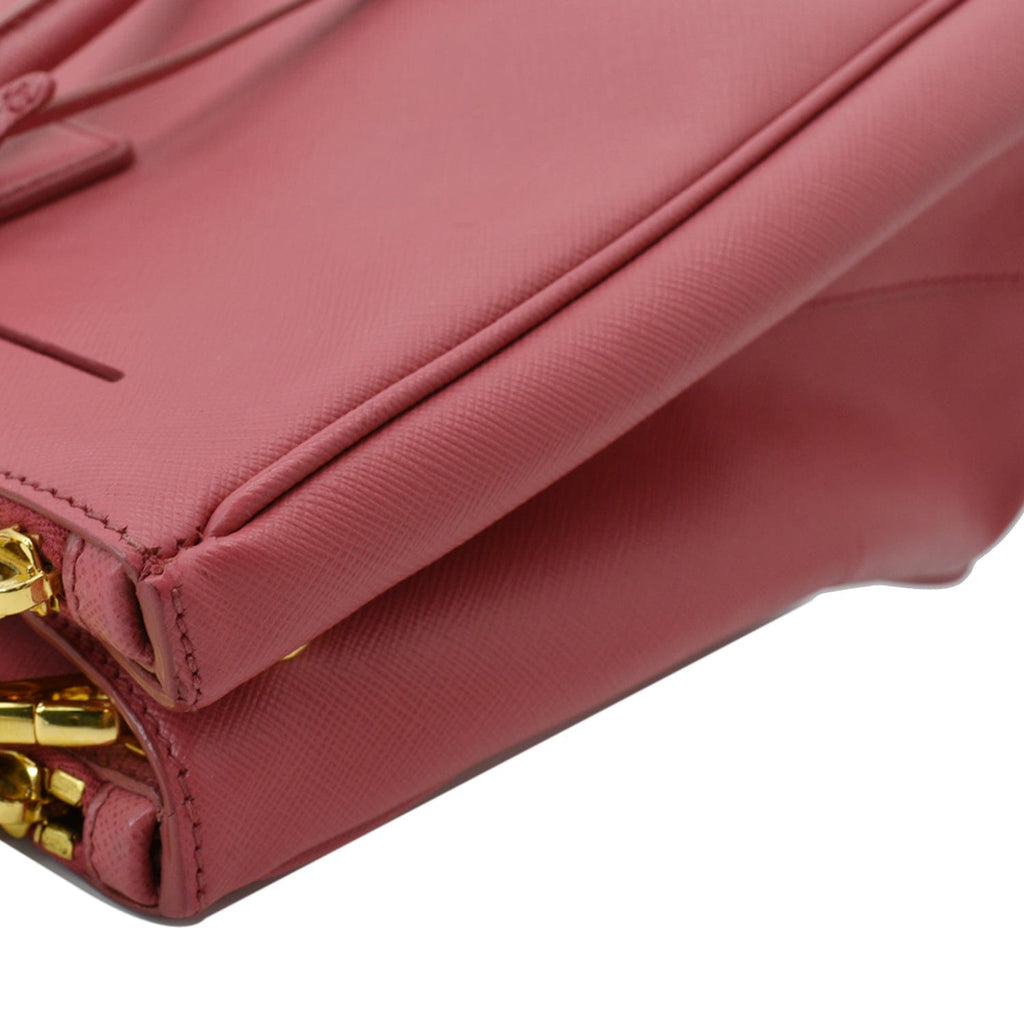 PRADA Galleria Large Double Zip Saffiano Leather Tote Bag Pink