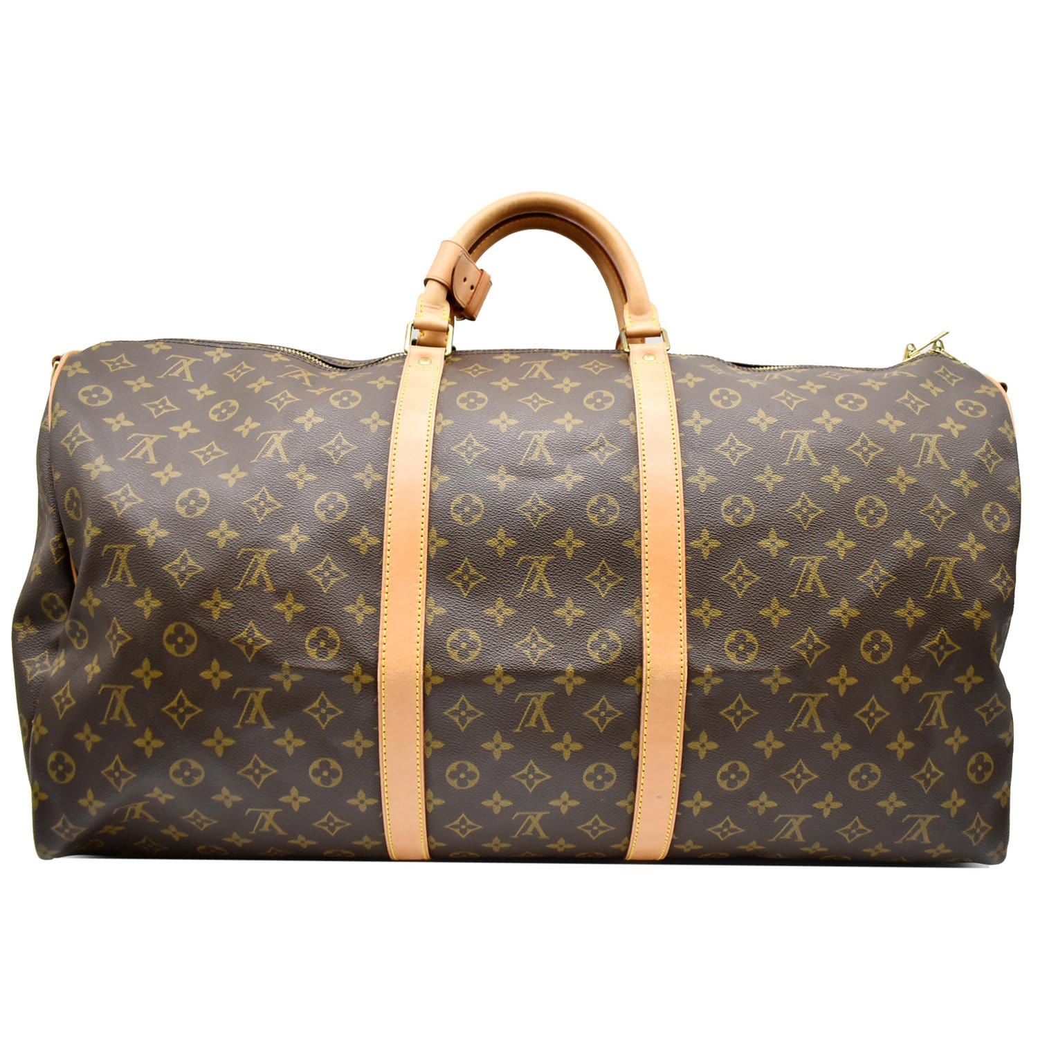 LOUIS VUITTON Keepall 60 Bandouliere Monogram Canvas Travel Bag Brown
