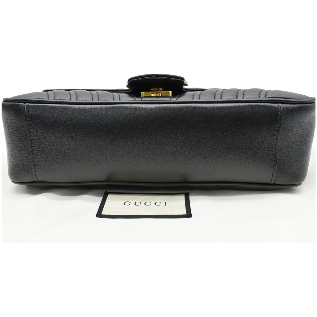 GUCCI Gucci Marmont Small Matelasse Leather Crossbody Bag Black 443497