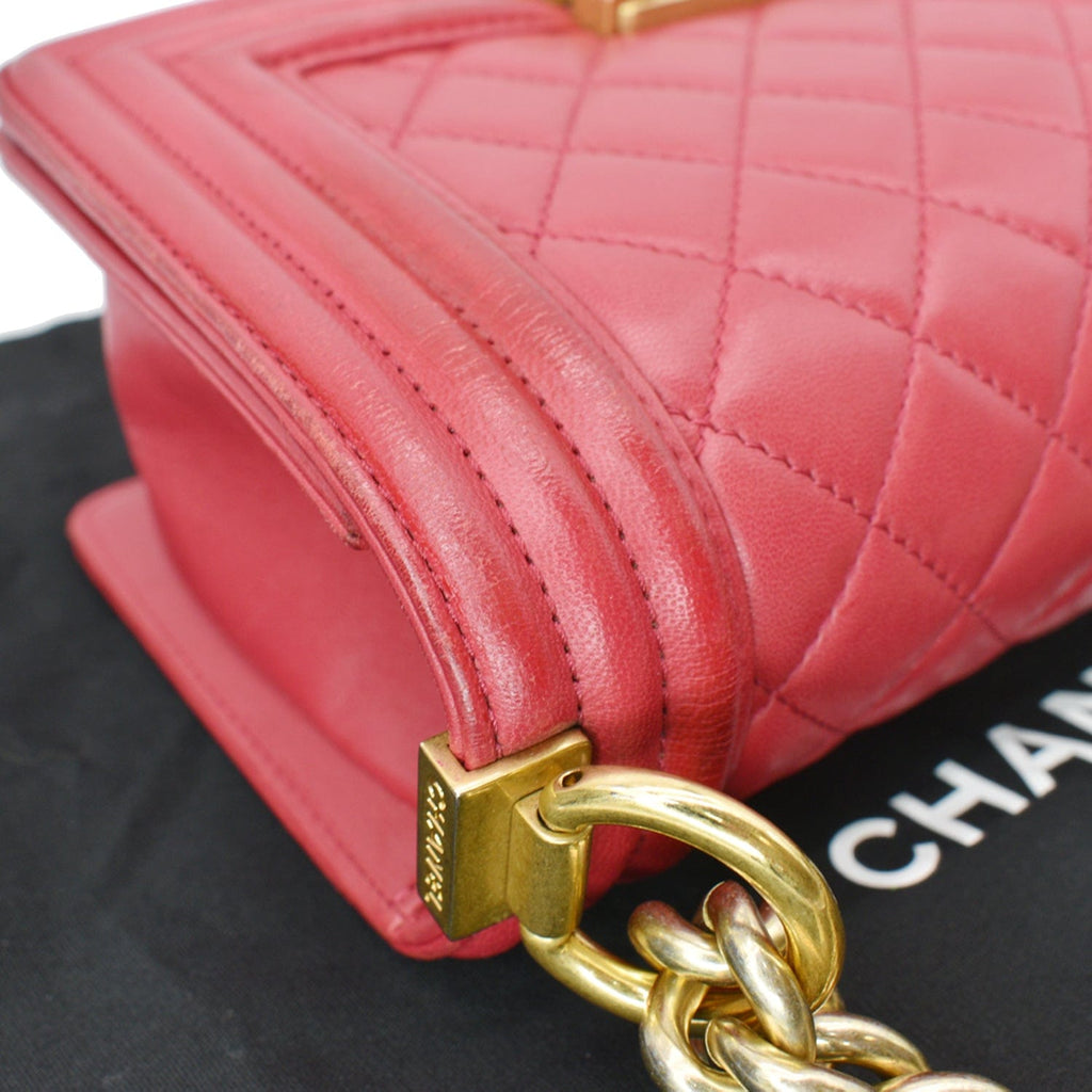 Chanel Le Boy Small  Leather Shoulder Bag Red