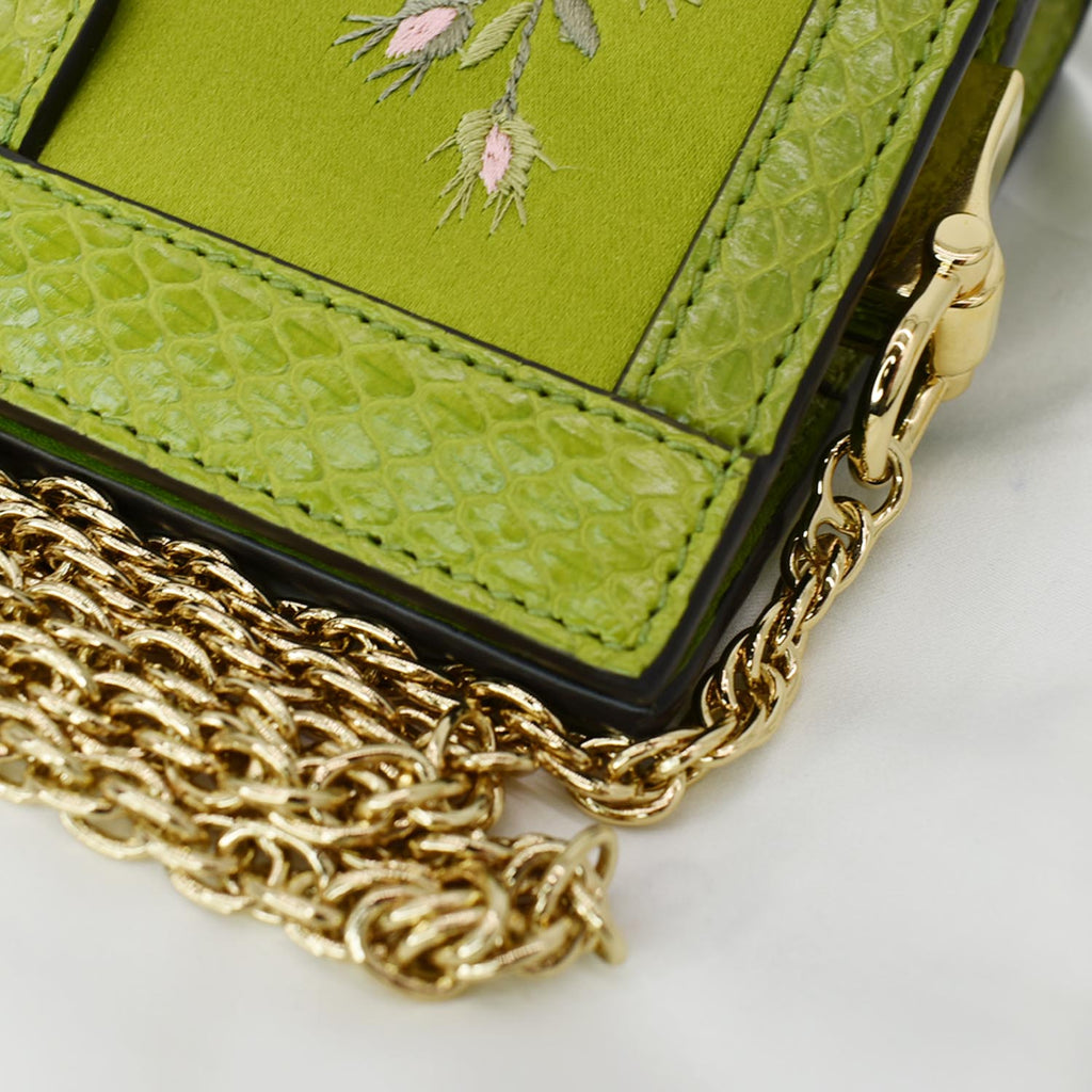 GUCCI Ophidia Silk Embroidered Floral Mini Shoulder Bag Green  - Hot Deals