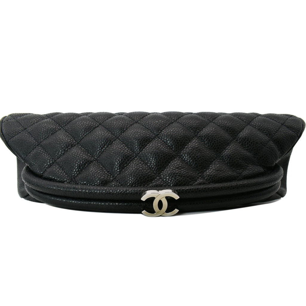 Chanel Timeless Caviar Quilted Leather Clutch Black