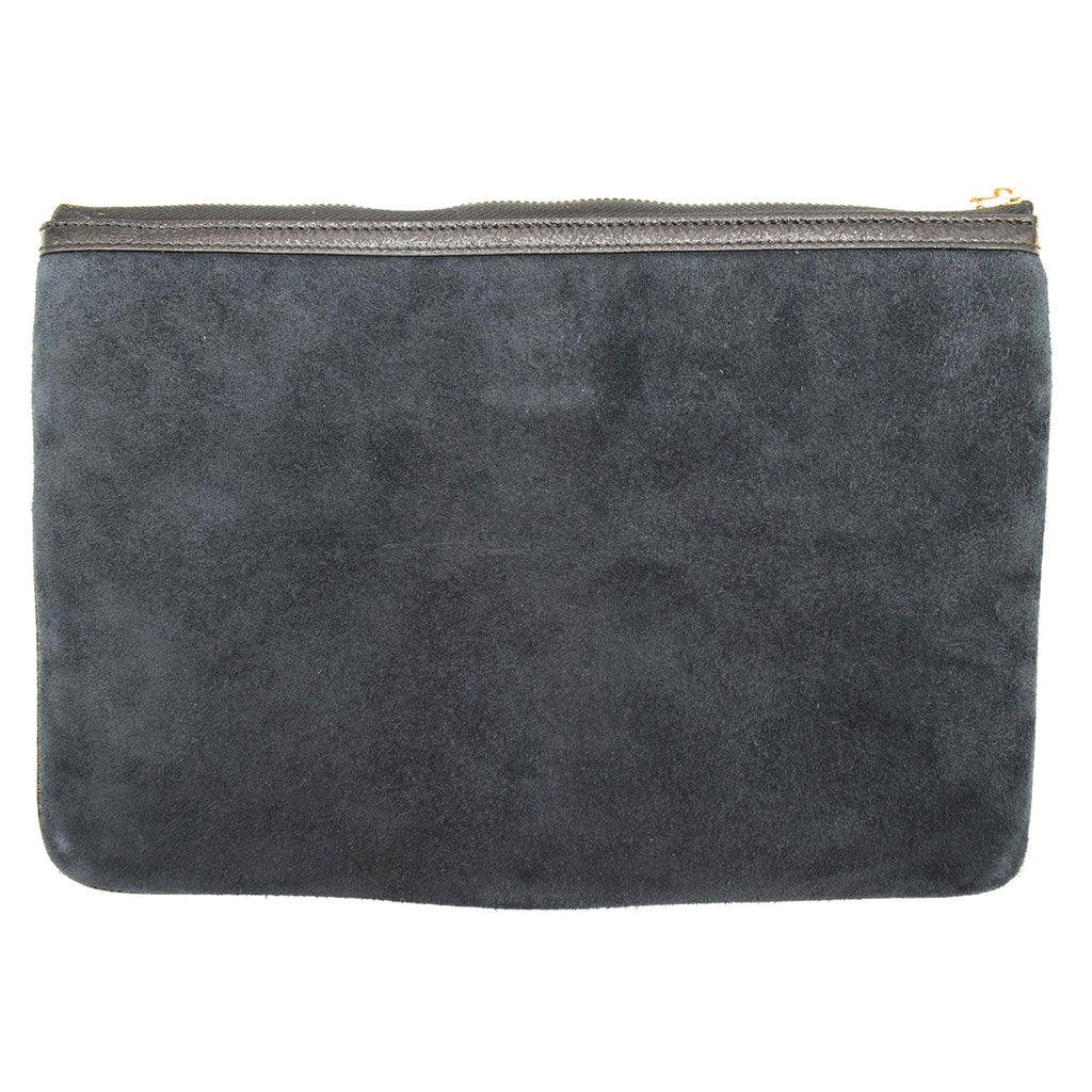 GUCCI Ophidia Gucci Suede Leather Pouch Clutch Bag Navy Blue 517551