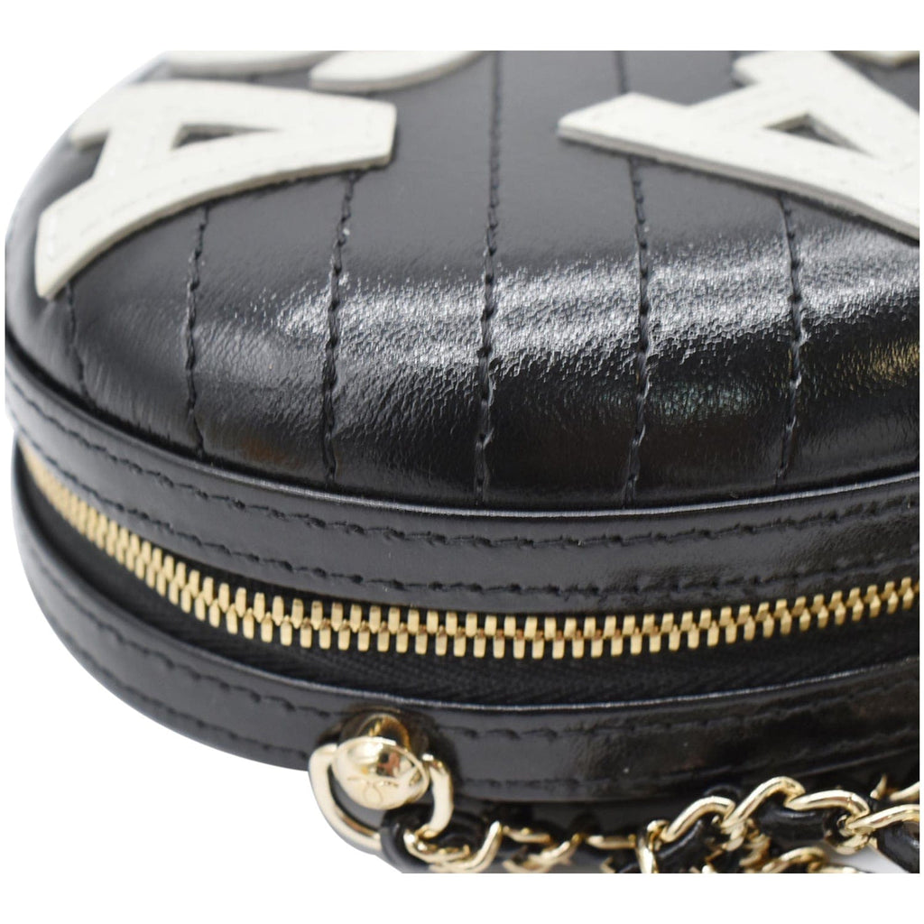 Chanel La Pausa Embroidered Chevron Leather Chain Clutch Bag Black