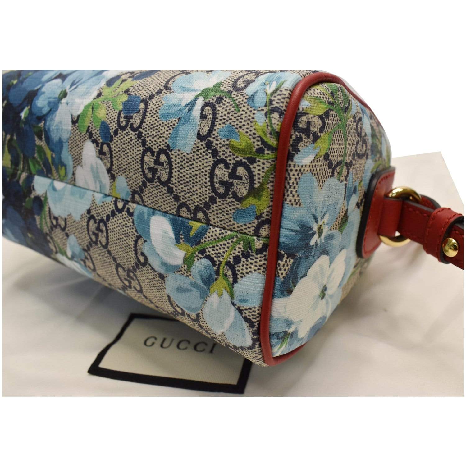 GUCCI Mini Blooms Gucci Supreme Canvas Top Handle Crossbody Bag Red 546312
