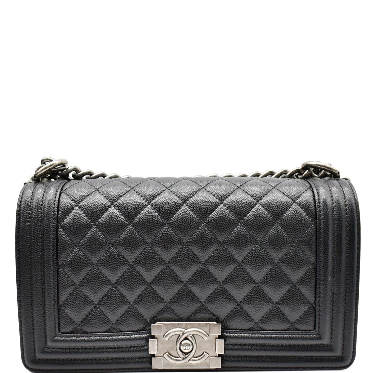 Chanel Medium Boy Flap Caviar Leather Shoulder Bag Black
