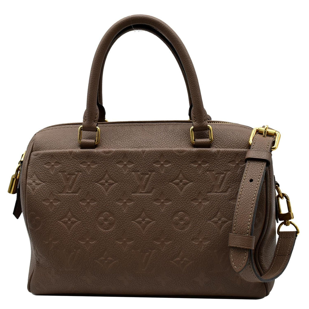 LOUIS VUITTON Speedy 25 Bandouliere Monogram Empreinte Leather Crossbody Bag Tourterelle