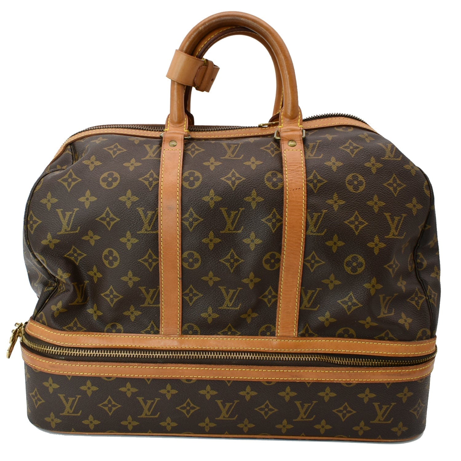 LOUIS VUITTON  Sac Sport Monogram Canvas Boston Travel Bag Brown