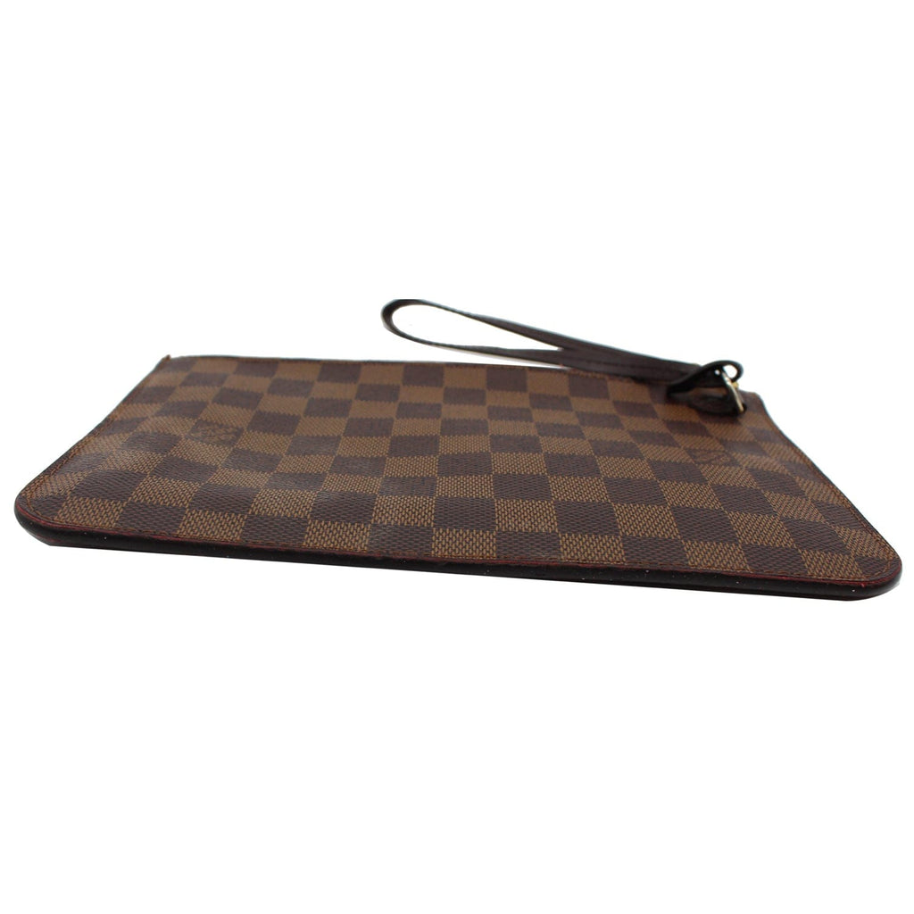 LOUIS VUITTON Neverfull MM Damier Ebene Pochette Wristlet Pouch Brown