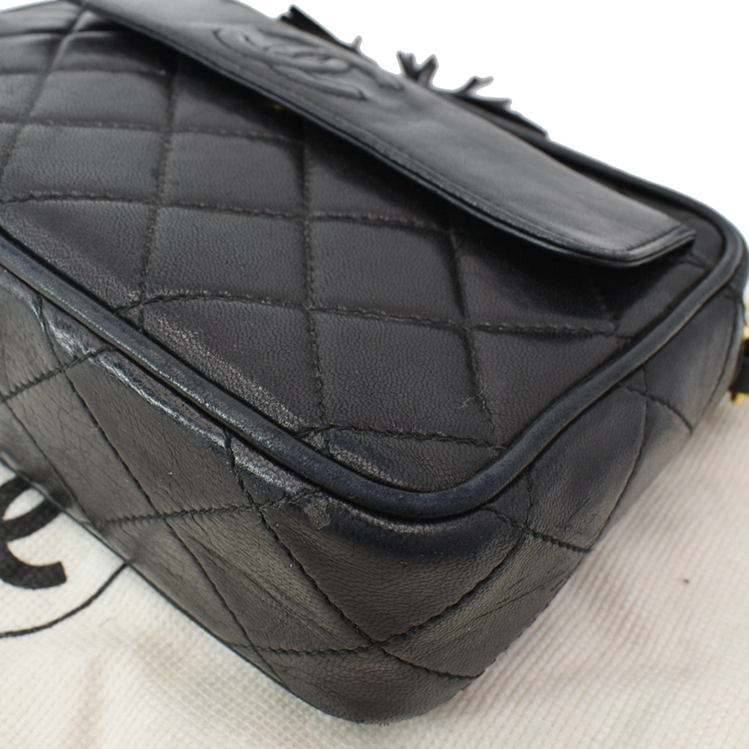 Chanel   Leather Camera Shoulder Bag Black
