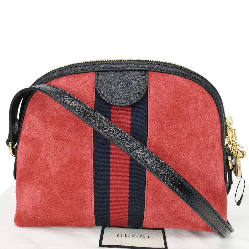 GUCCI Ophidia Gucci Small Suede Shoulder Bag Red 499621