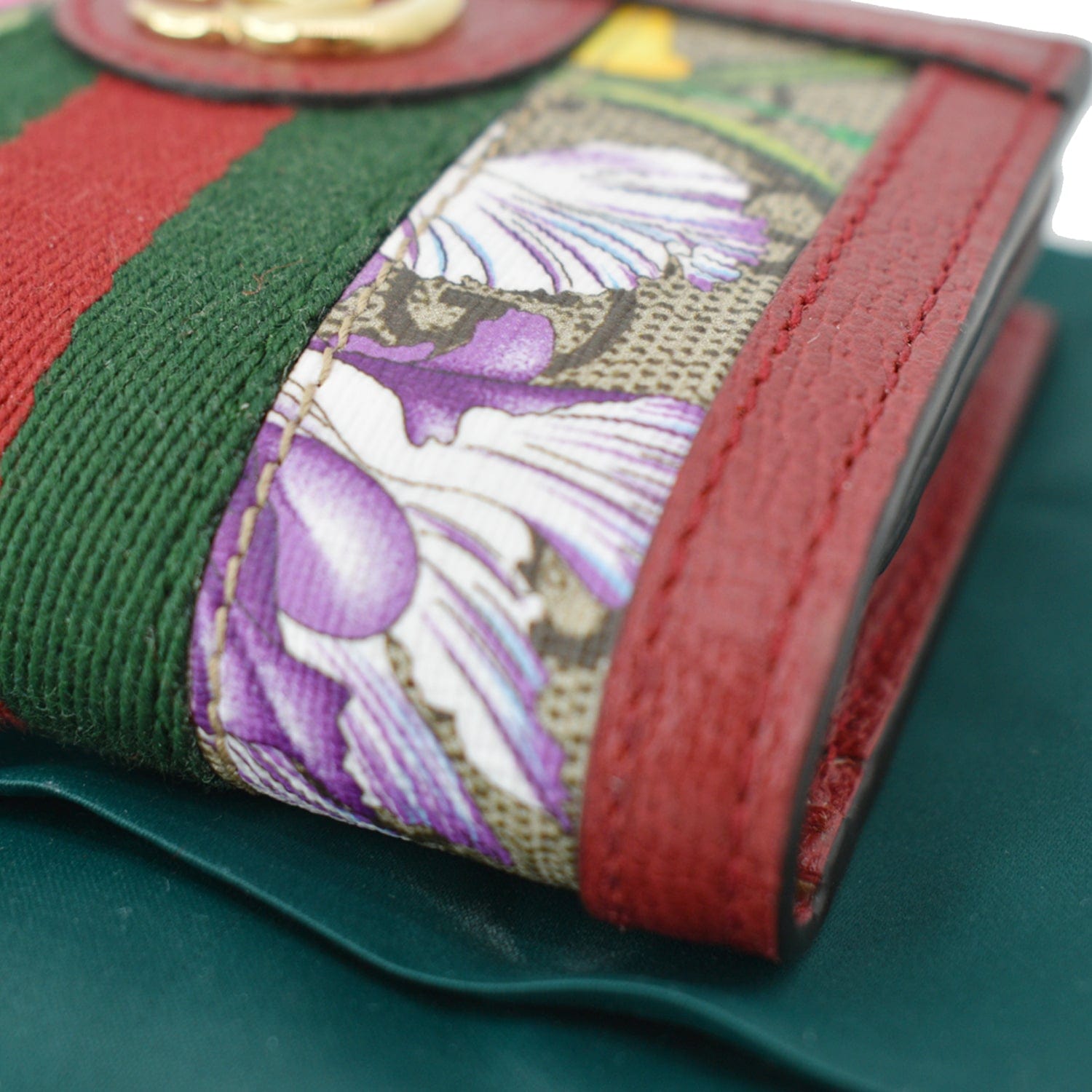 GUCCI Ophidia Flora Gucci Supreme Canvas Card Case Wallet Red 523155 - 10% Off