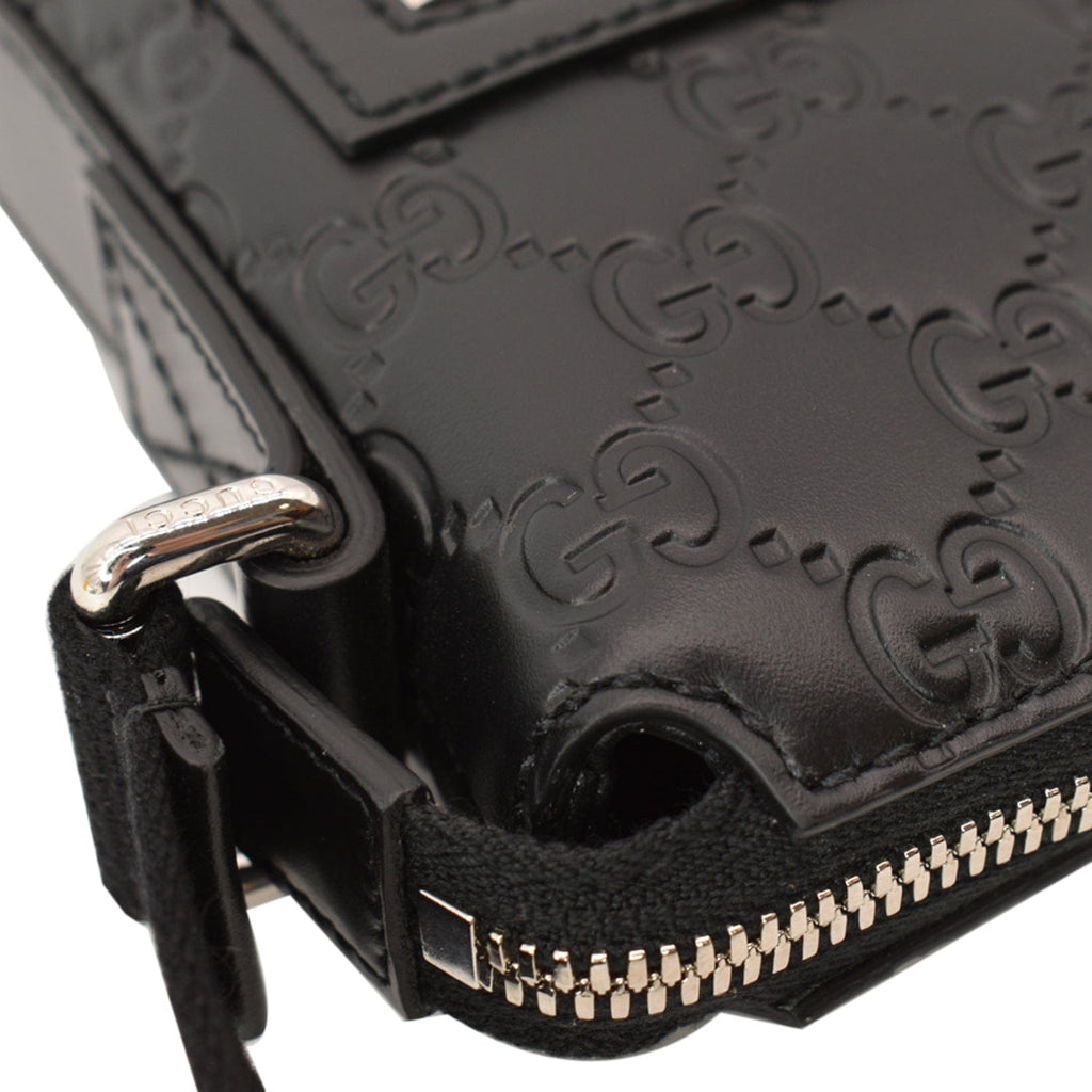 GUCCI Gucci Signature Leather Black Messenger Bag 406410