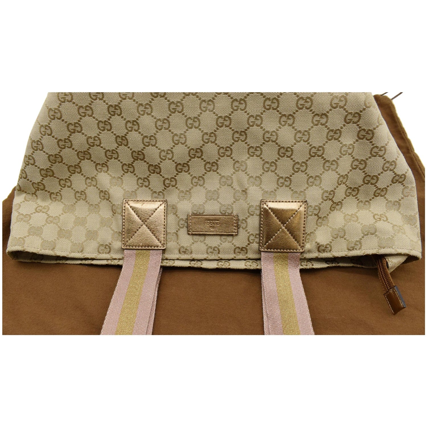 GUCCI Sherry Gucci Canvas Leather Tote Bag Beige 131231