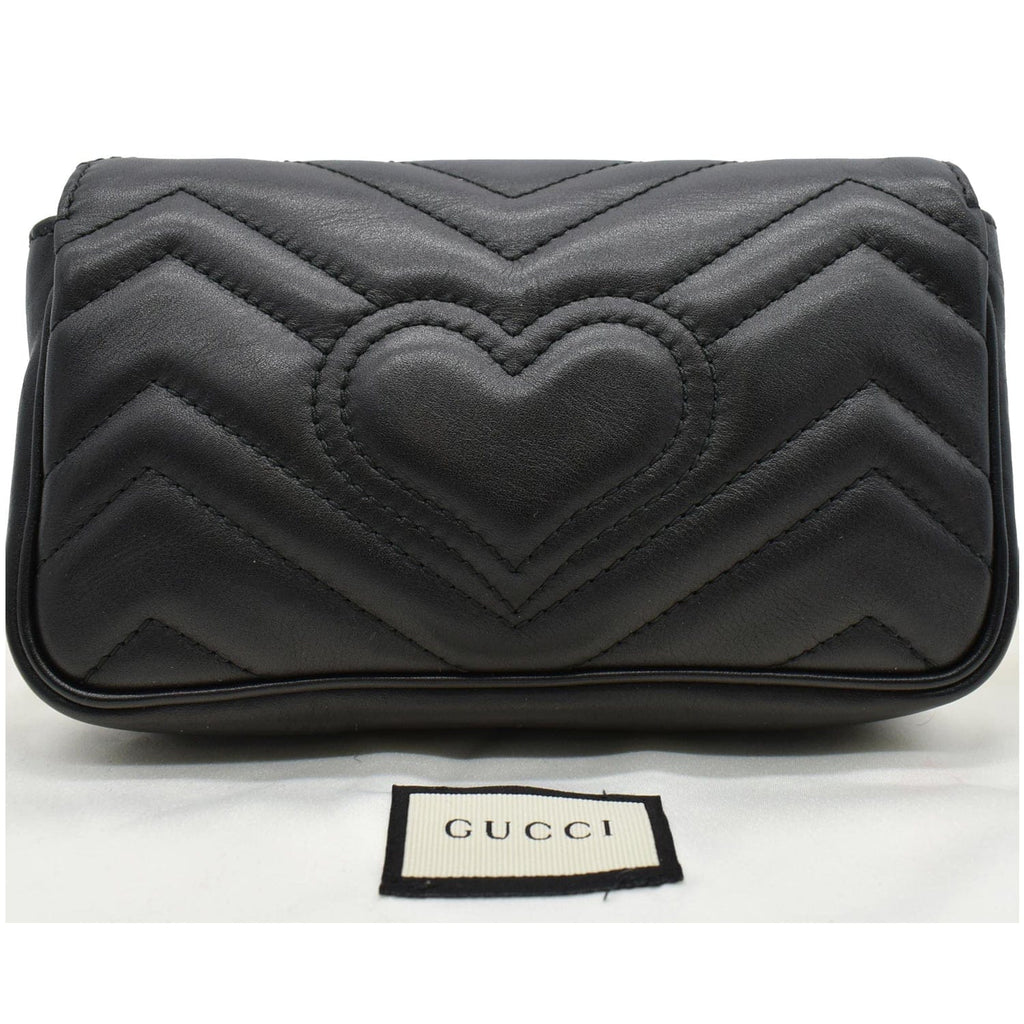 GUCCI Gucci Marmont Matelasse Leather Super Mini Crossbody Bag Black