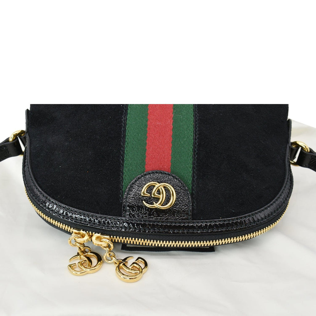 GUCCI Ophidia Gucci Small Suede Shoulder Bag Black 499621