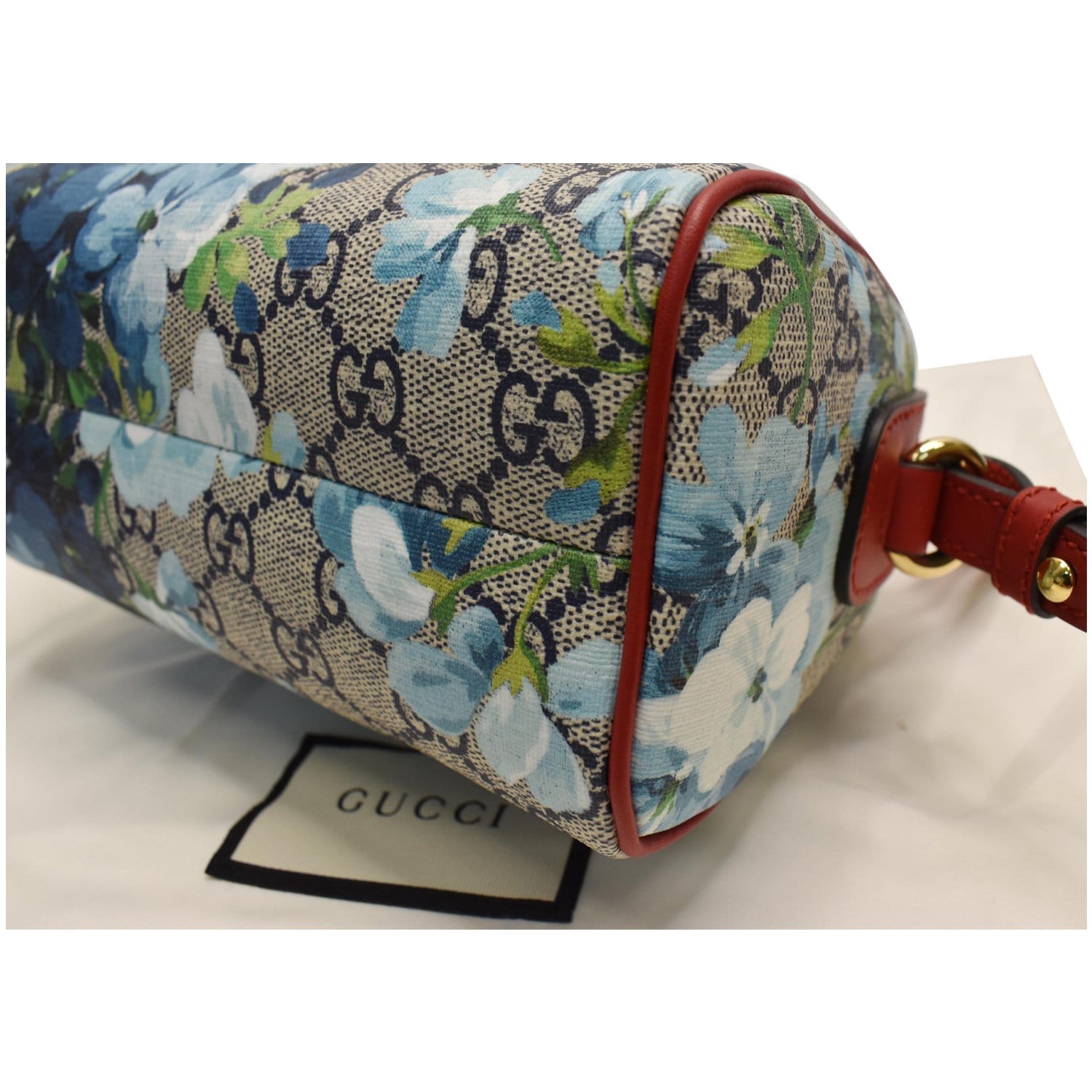 GUCCI Mini Blooms Gucci Supreme Canvas Top Handle Crossbody Bag Red 546312