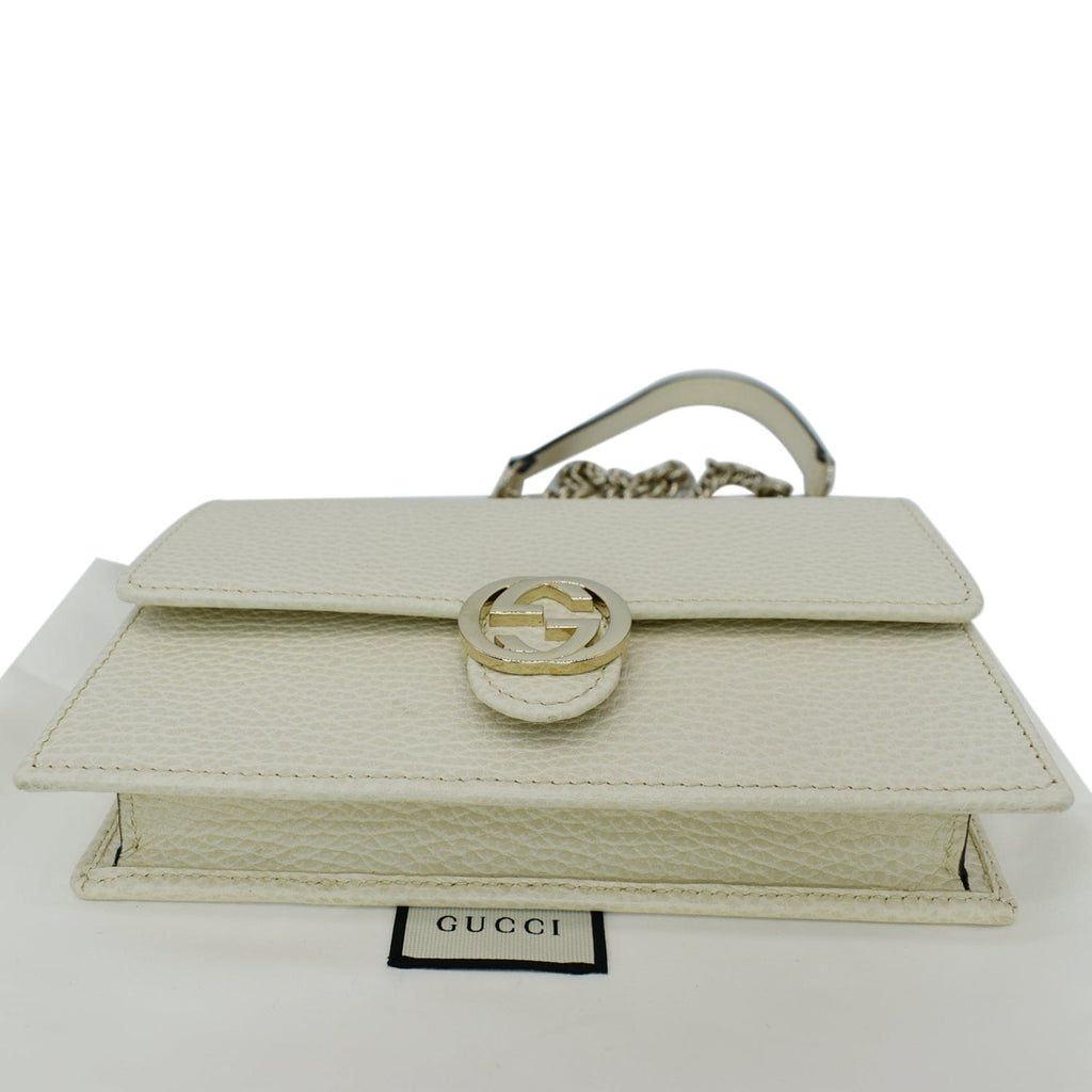 GUCCI Gucci Interlocking Pebbled Leather Crossbody Bag White 615523