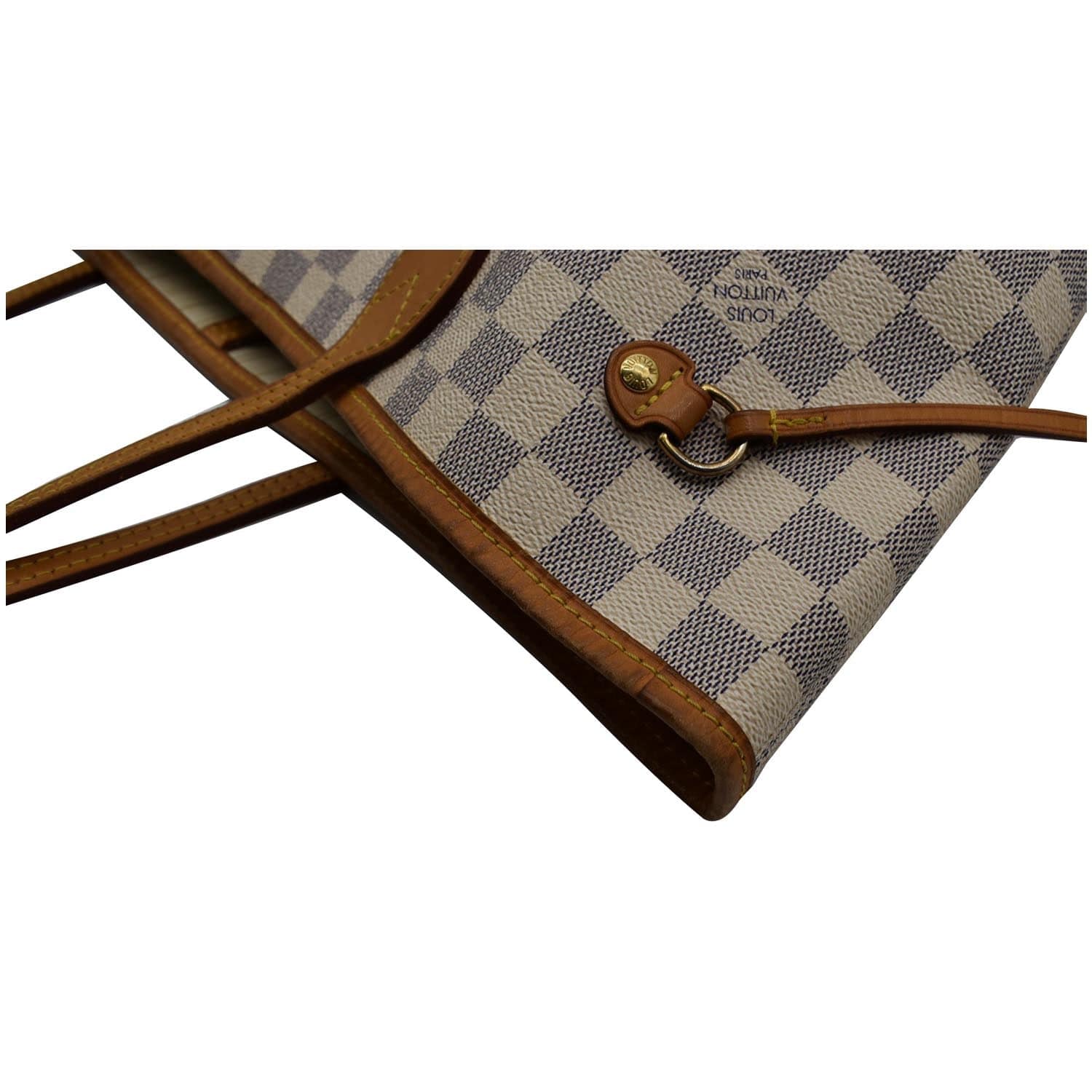 LOUIS VUITTON Neverfull MM Damier Azur Tote Bag White