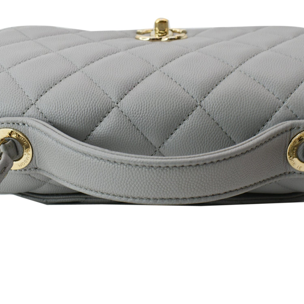 Chanel Business Affinity Medium Quilted Caviar Crossbody Bag Gray