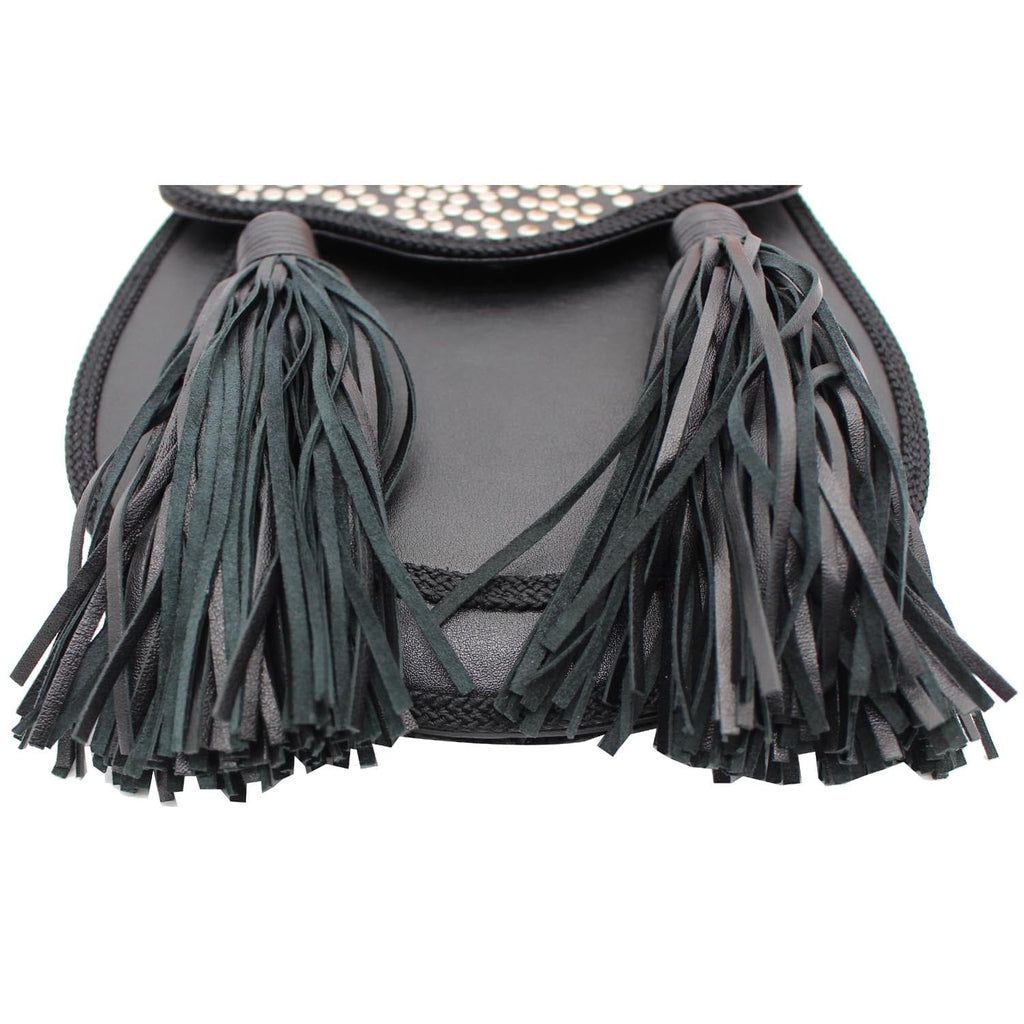 YVES SAINT LAURENT Opium 2 Studded Leather Tassel Bag Black