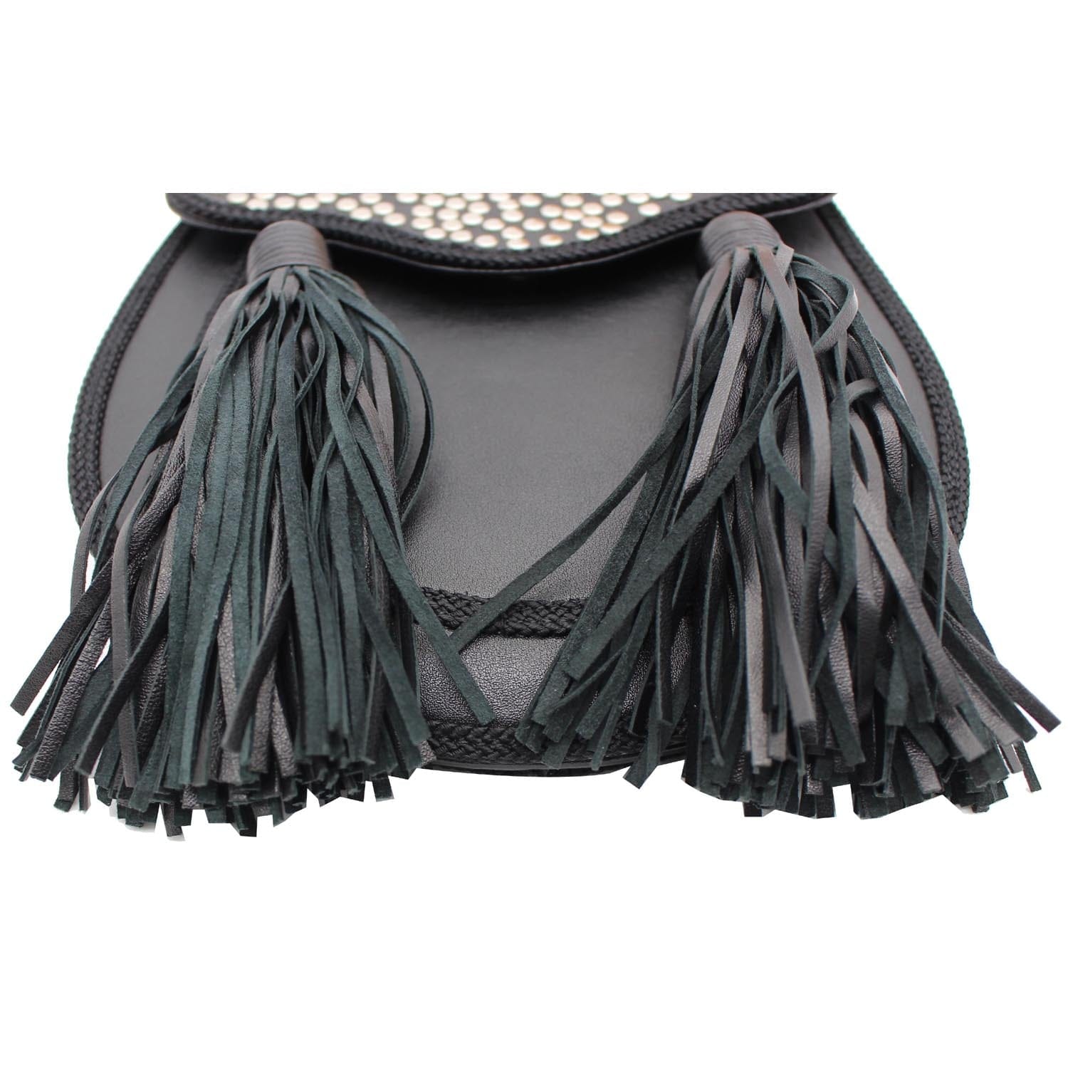 YVES SAINT LAURENT Opium 2 Studded Leather Tassel Bag Black