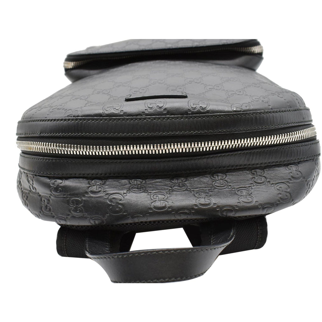 GUCCI Gucci Signature Leather Backpack Bag Black 406370