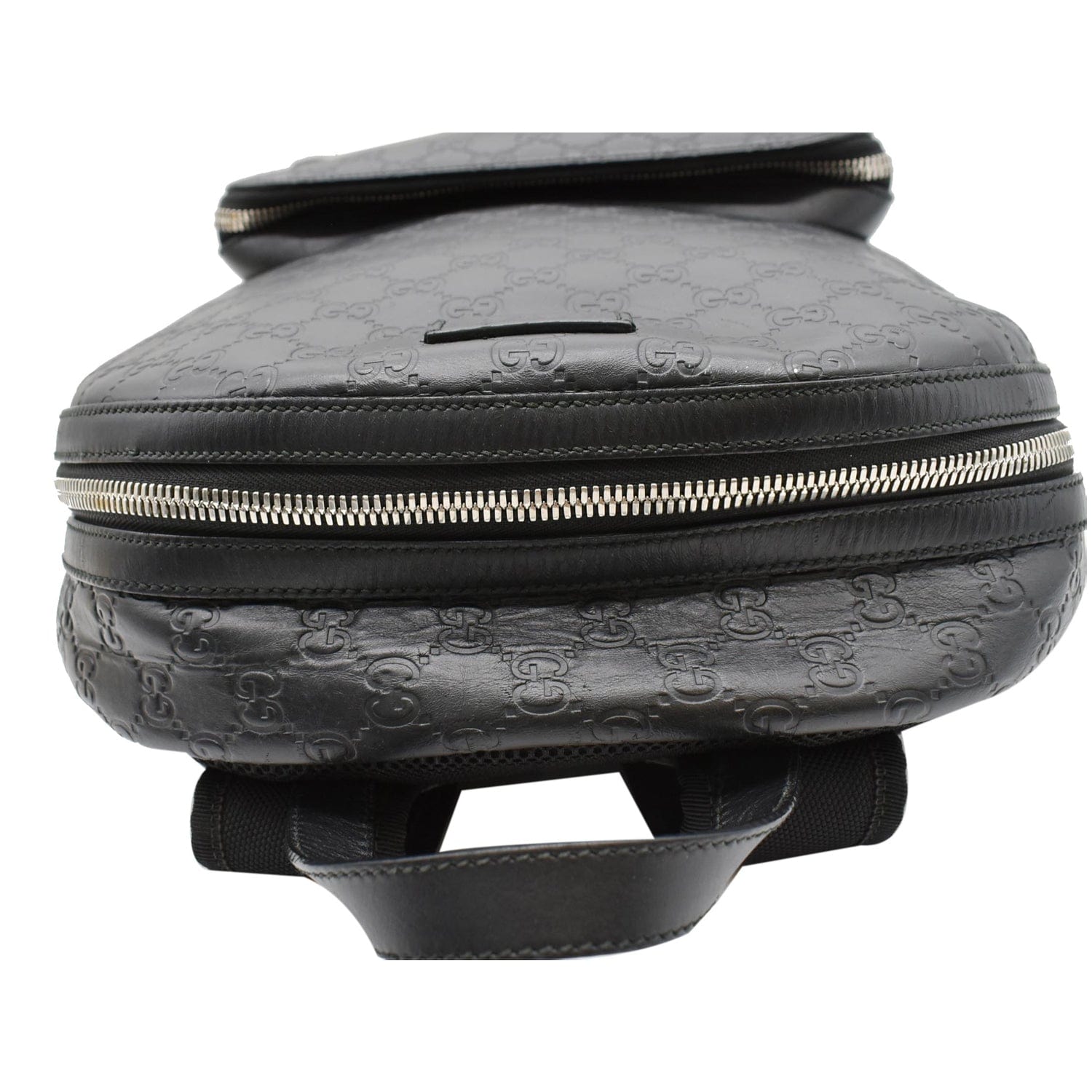 GUCCI Gucci Signature Leather Backpack Bag Black 406370