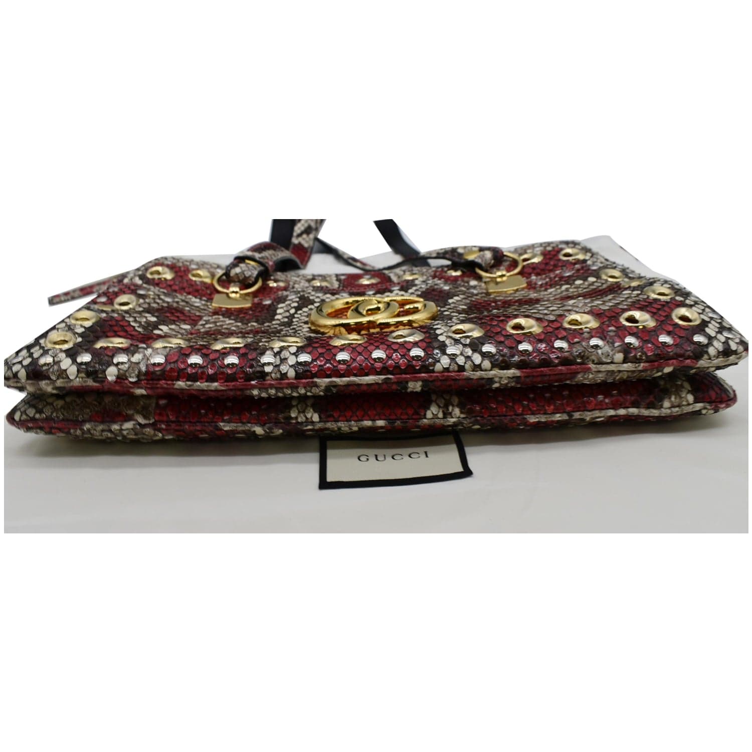 GUCCI Large Arli Snakeskin Leather Top Handle Shoulder Bag Multicolor 550130