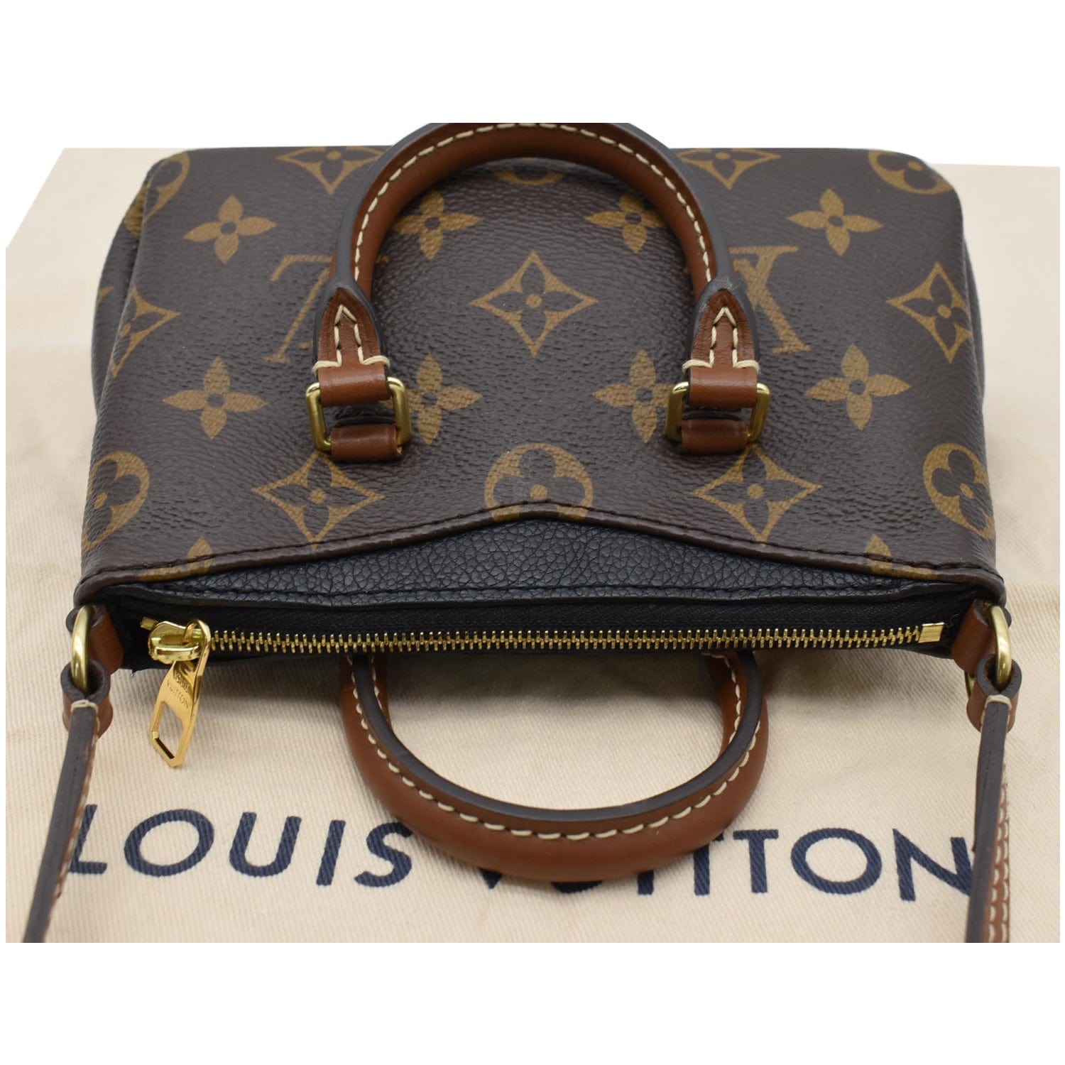 LOUIS VUITTON Nano Pallas Monogram Canvas Crossbody Bag Brown