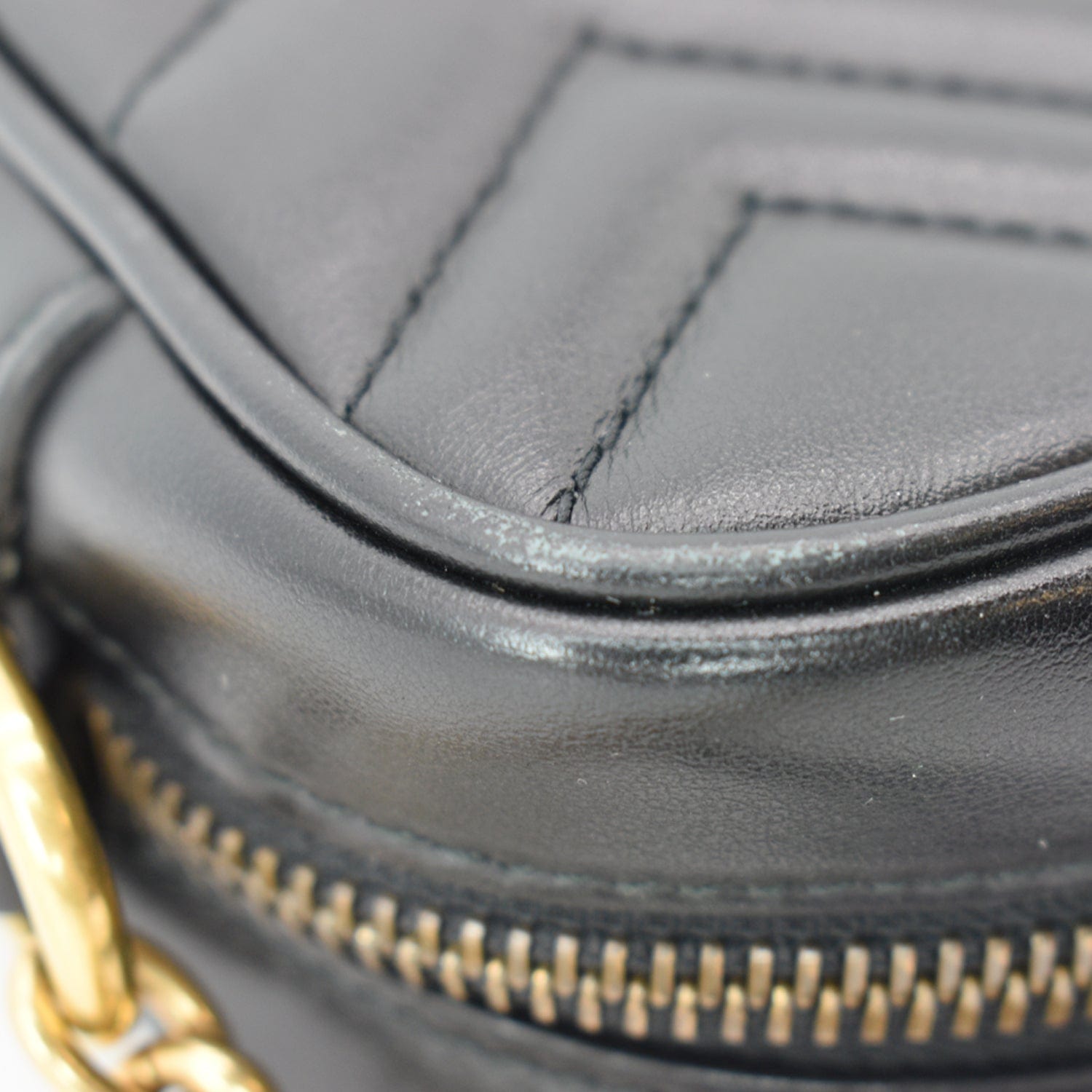 GUCCI Gucci Marmont Matelasse Mini Leather Crossbody Bag Black 448065
