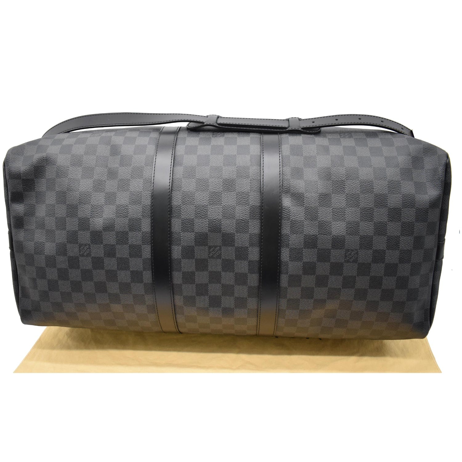LOUIS VUITTON Keepall 55 Damier Graphite Bandouliere Travel Bag Black