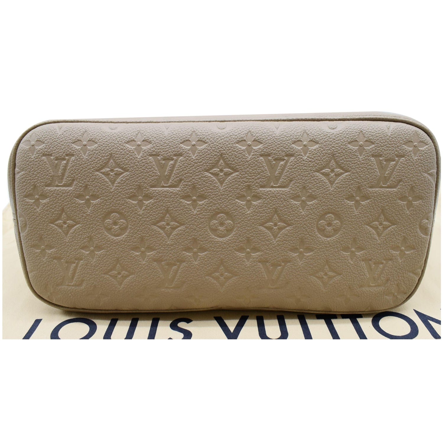 LOUIS VUITTON Neverfull MM Monogram Empreinte Tote Bag Beige