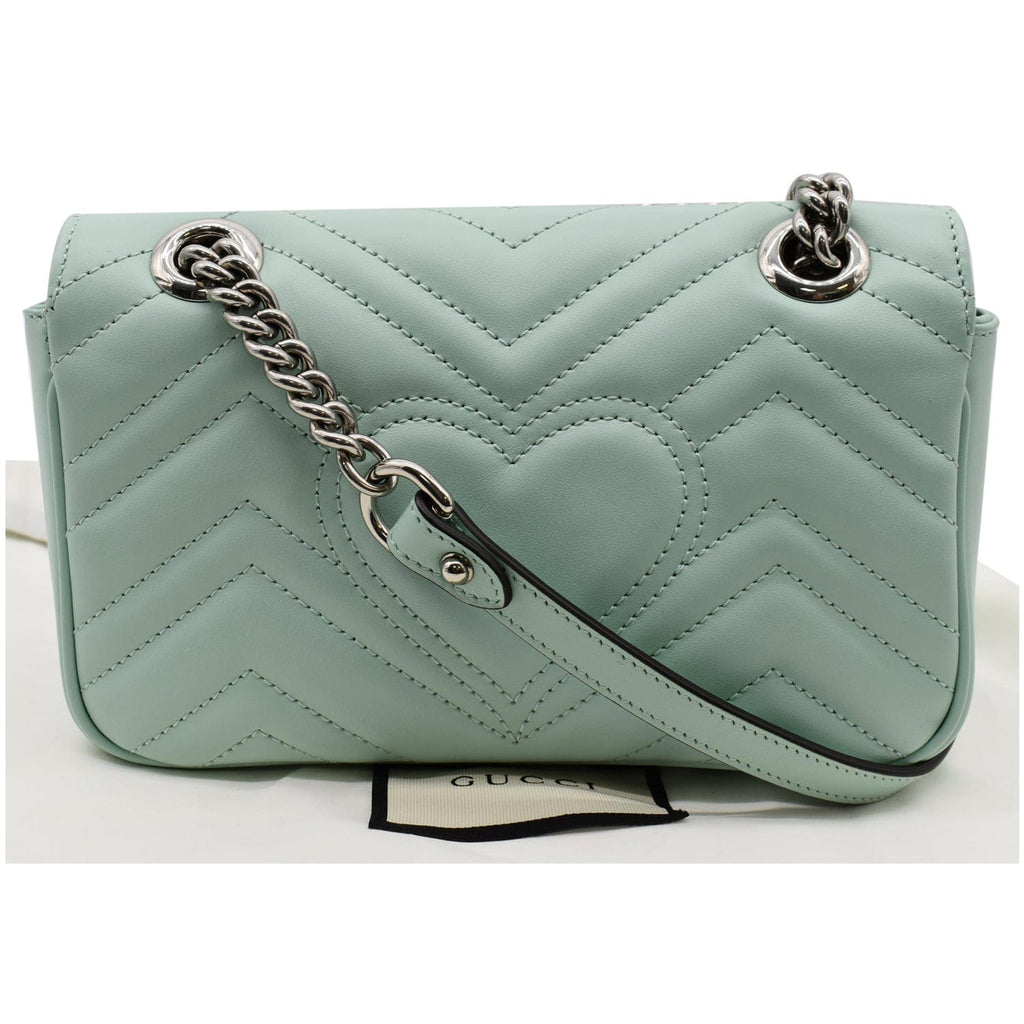 GUCCI Gucci Marmont Mini Matelasse Leather Crossbody Bag Bright Green 446744
