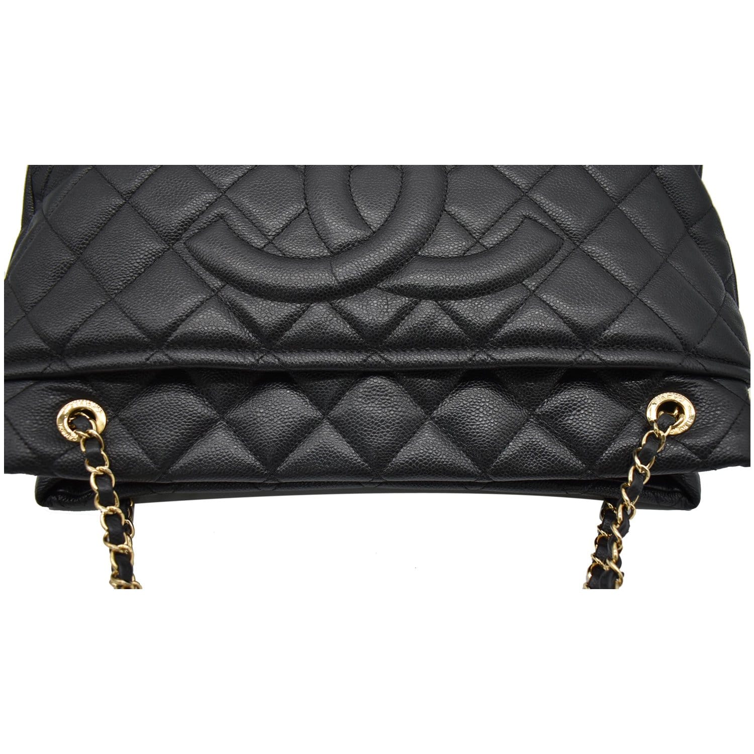 Chanel Timeless CC Soft Quilted Caviar Leather Shopping Tote Bag Black