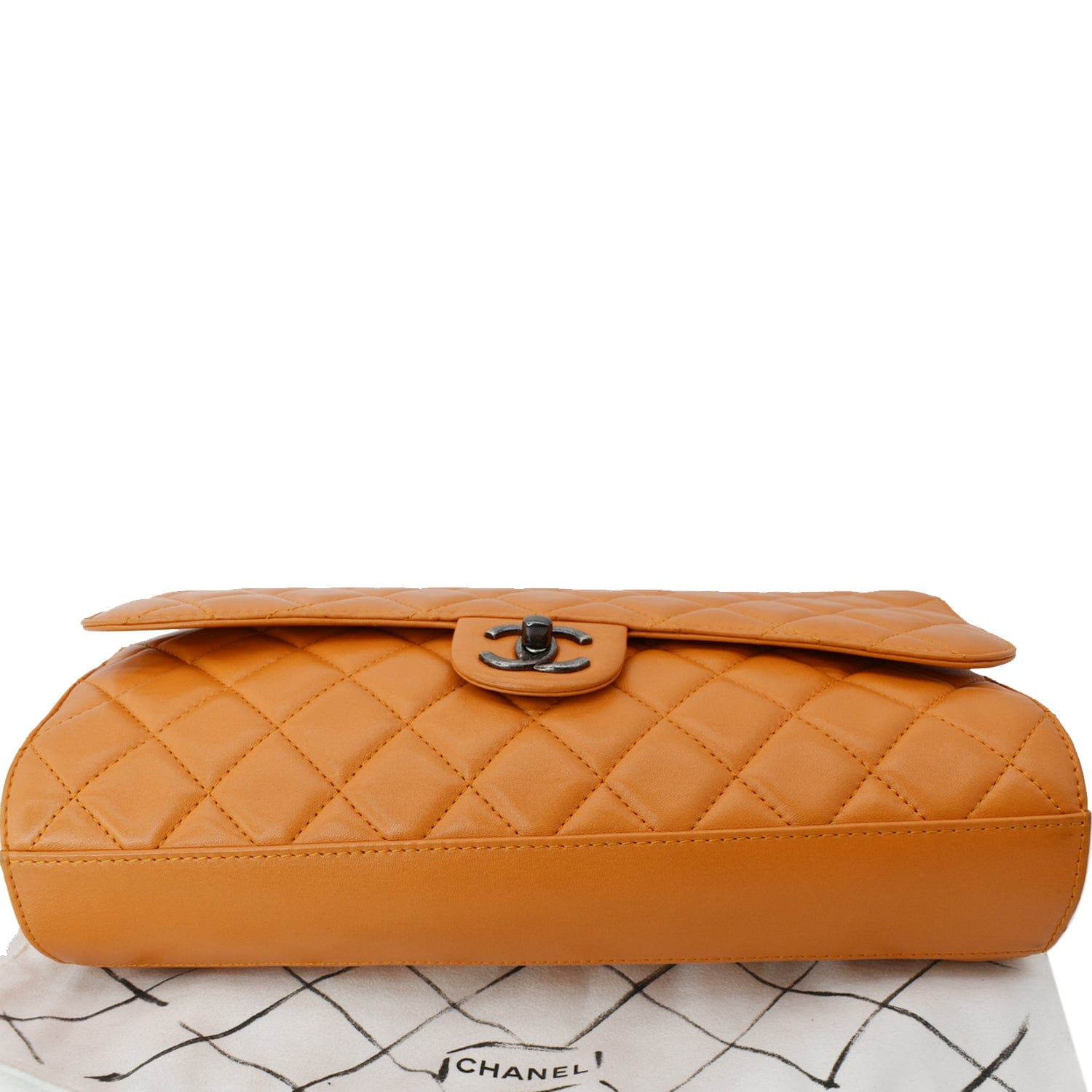 Chanel Classic Flap Drawstring Quilted  Leather Shopper Shoulder Bag Orange - Hot Deals