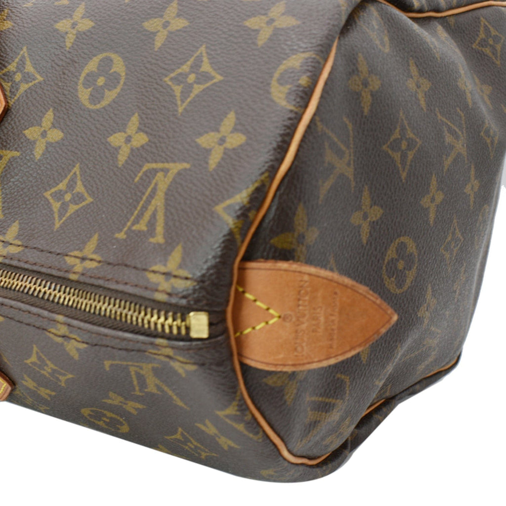 LOUIS VUITTON Speedy 40 Monogram Canvas Satchel Bag Brown