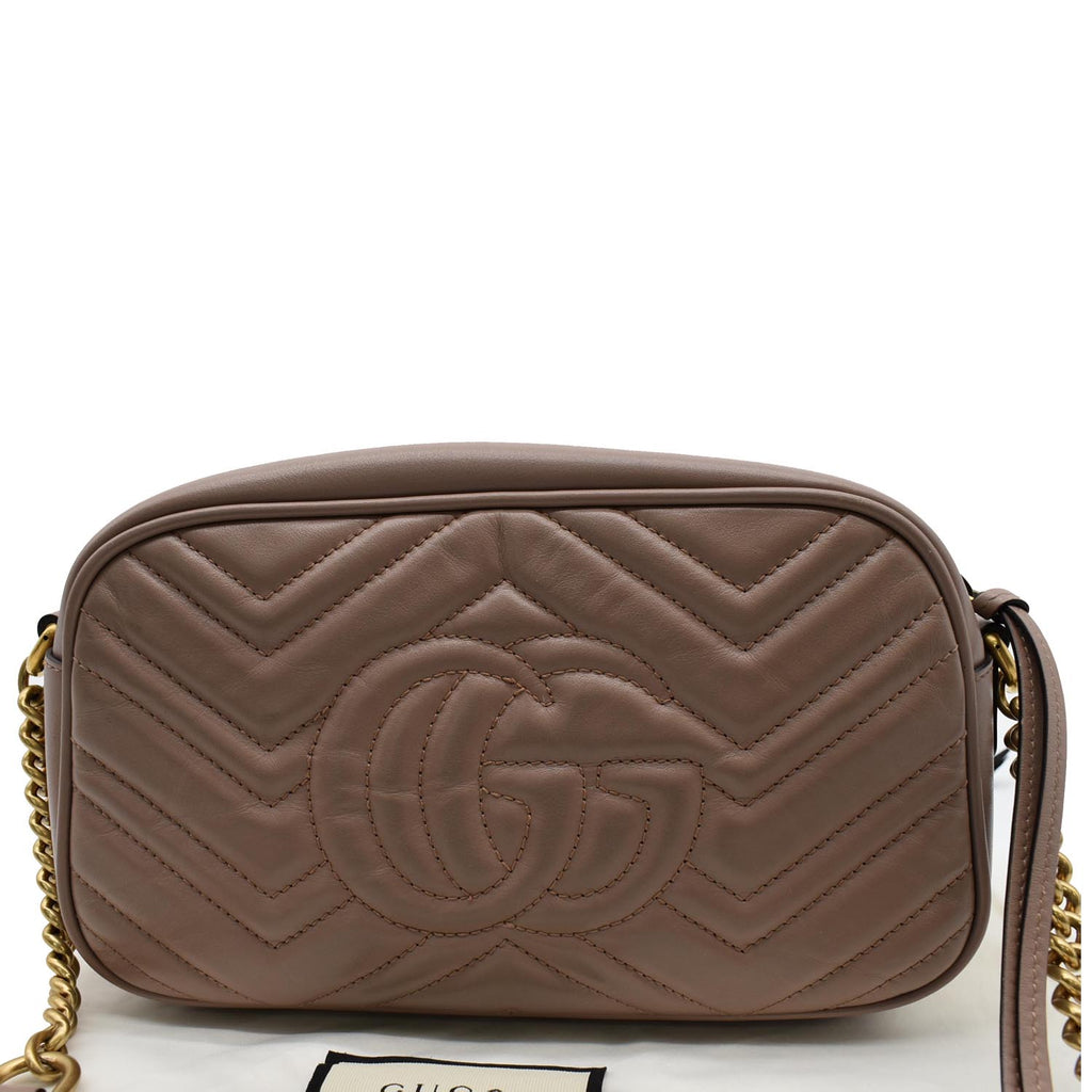 GUCCI Gucci Marmont Small Matelasse Leather Crossbody Bag Taupe 447632