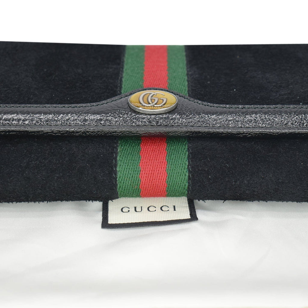 GUCCI Ophidia Suede New 1:1 Rep Web Leather Wallet On Chain Crossbody Bag Black 546592