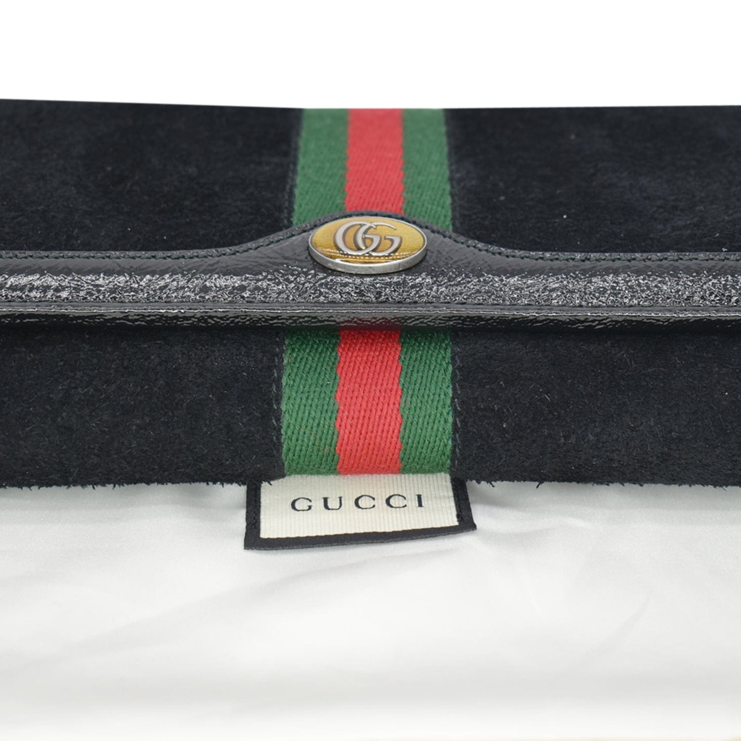 GUCCI Ophidia Suede New 1:1 Rep Web Leather Wallet On Chain Crossbody Bag Black 546592