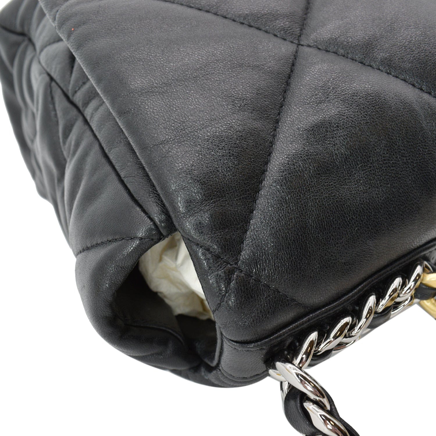 Chanel 19 Large Flap Quilted  Leather Shoulder Bag Black
