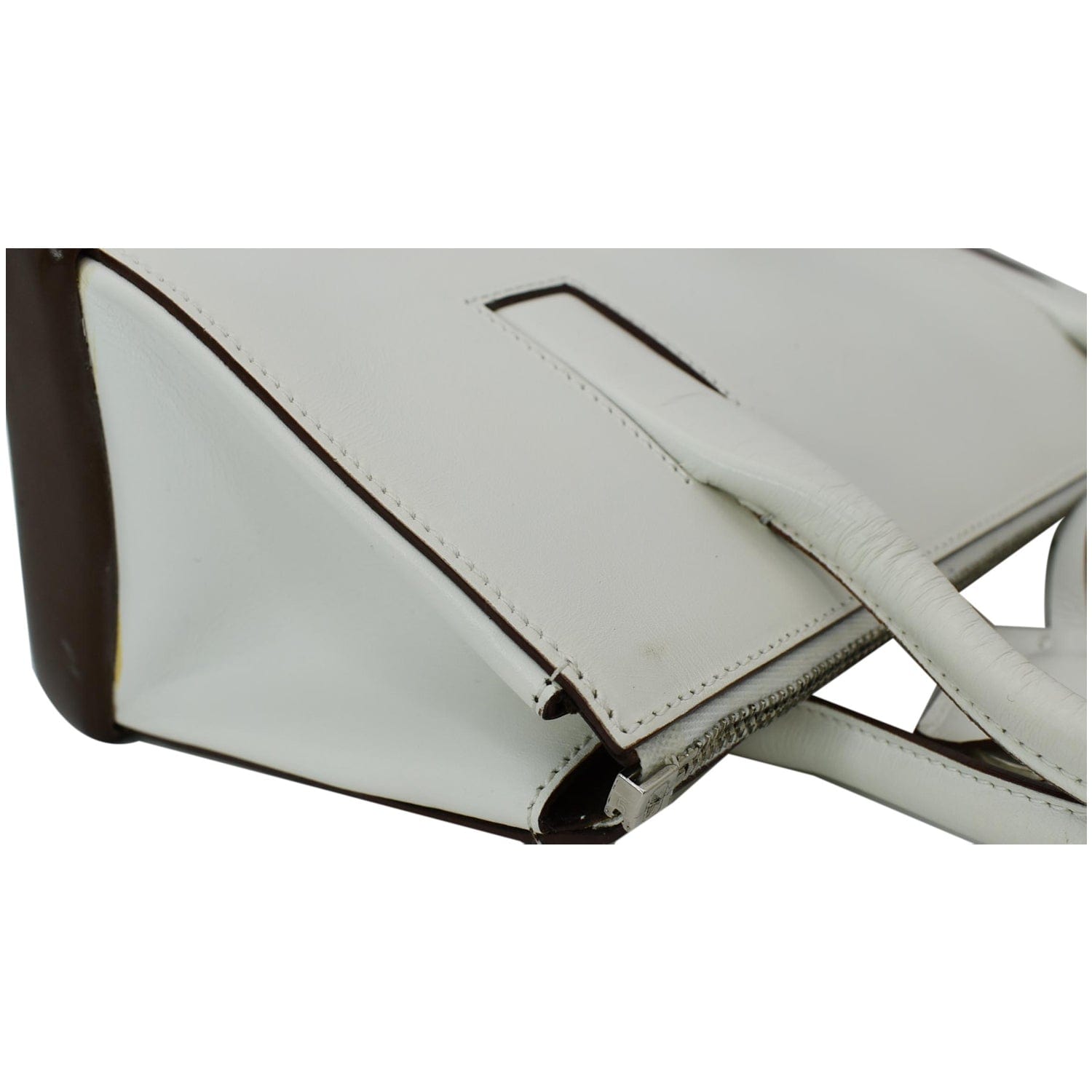 PRADA Leather Top Handle Bag White