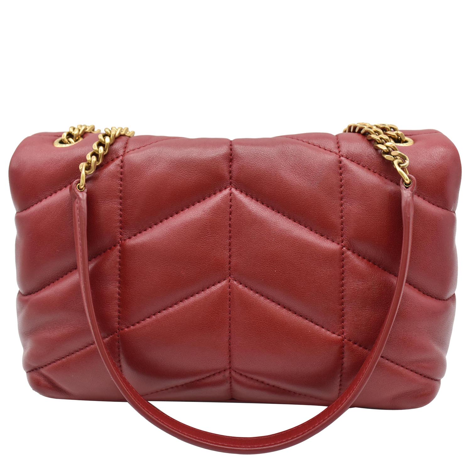 YVES SAINT LAURENT Small Loulou Puffer Quilted  Leather Crossbody Bag Red