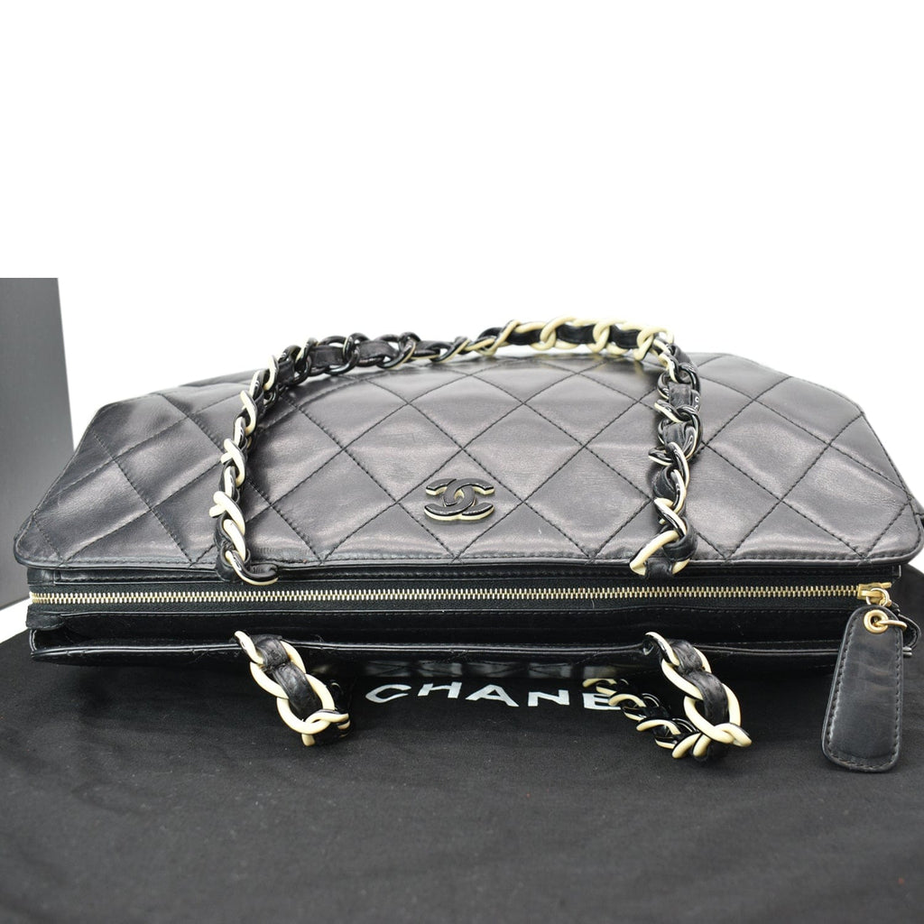 Chanel  Bekko  Leather Chain Tote Bag Black
