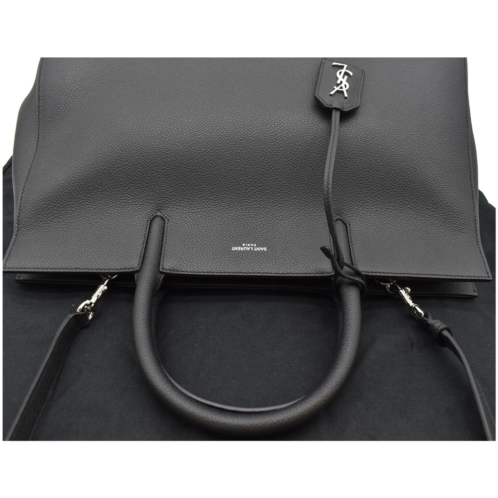 YVES SAINT LAURENT Cabas Rive Gauche Leather Tote Bag Black