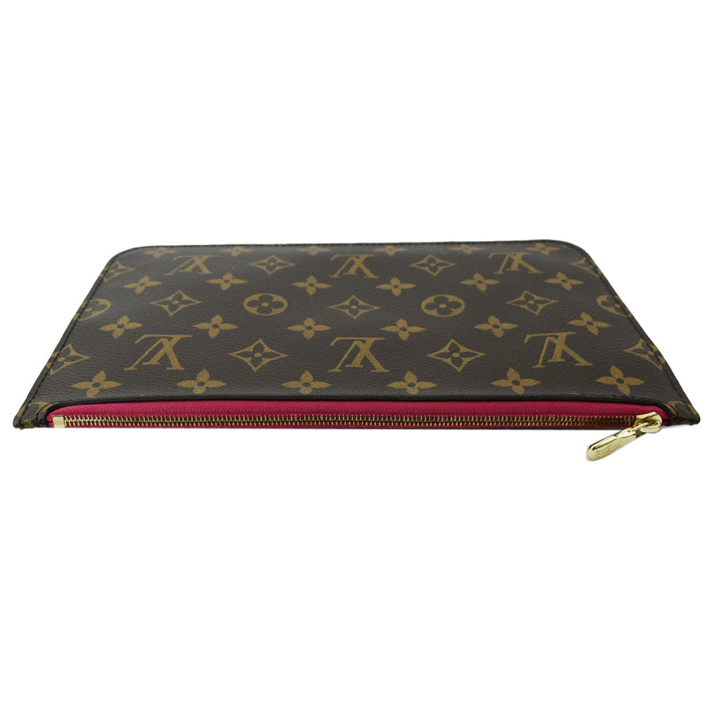 LOUIS VUITTON Neverfull Monogram Canvas Pochette Wristlet Pouch Brown