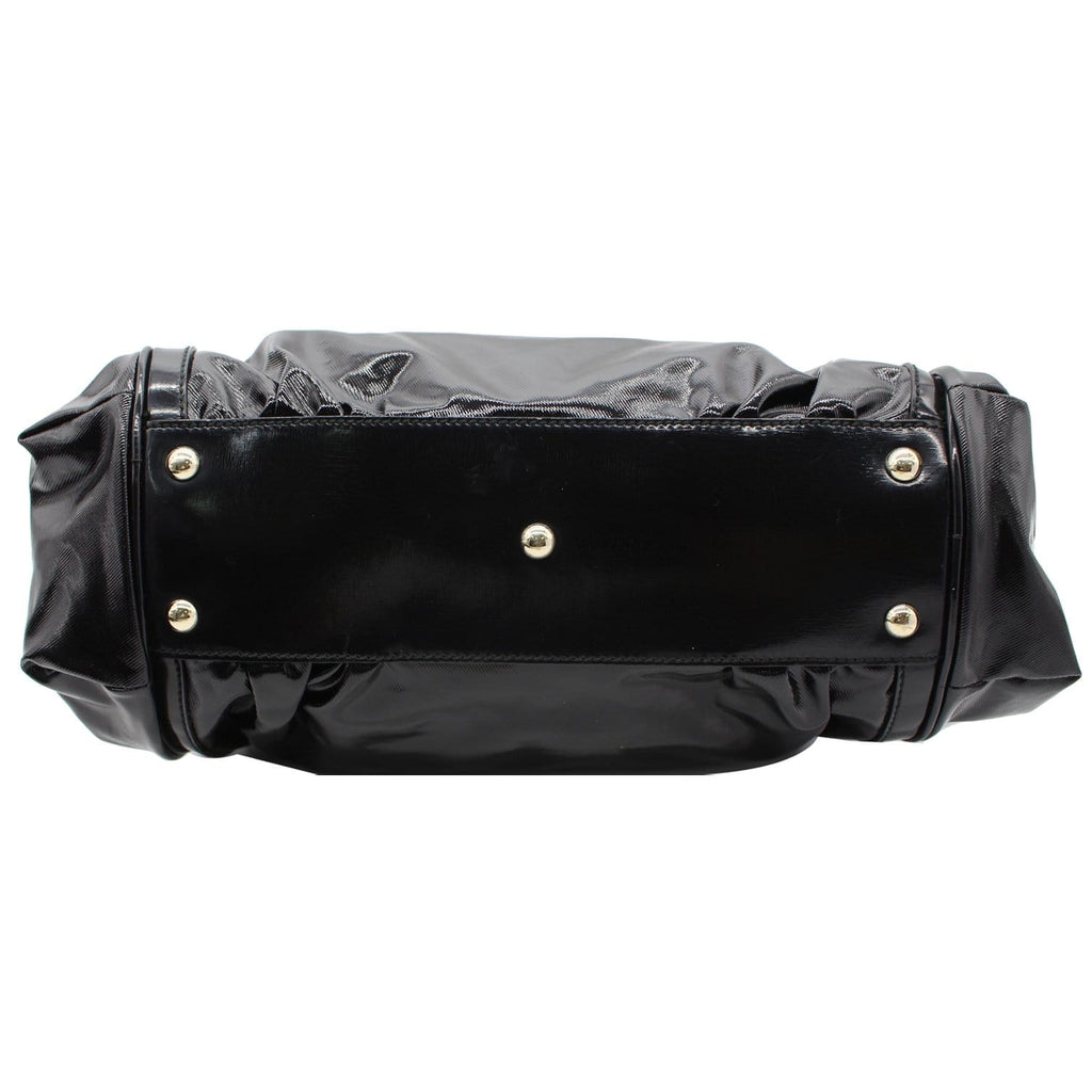 GUCCI Pop Bamboo Dialux Coated Canvas Top Handle Shoulder Bag Black 190256